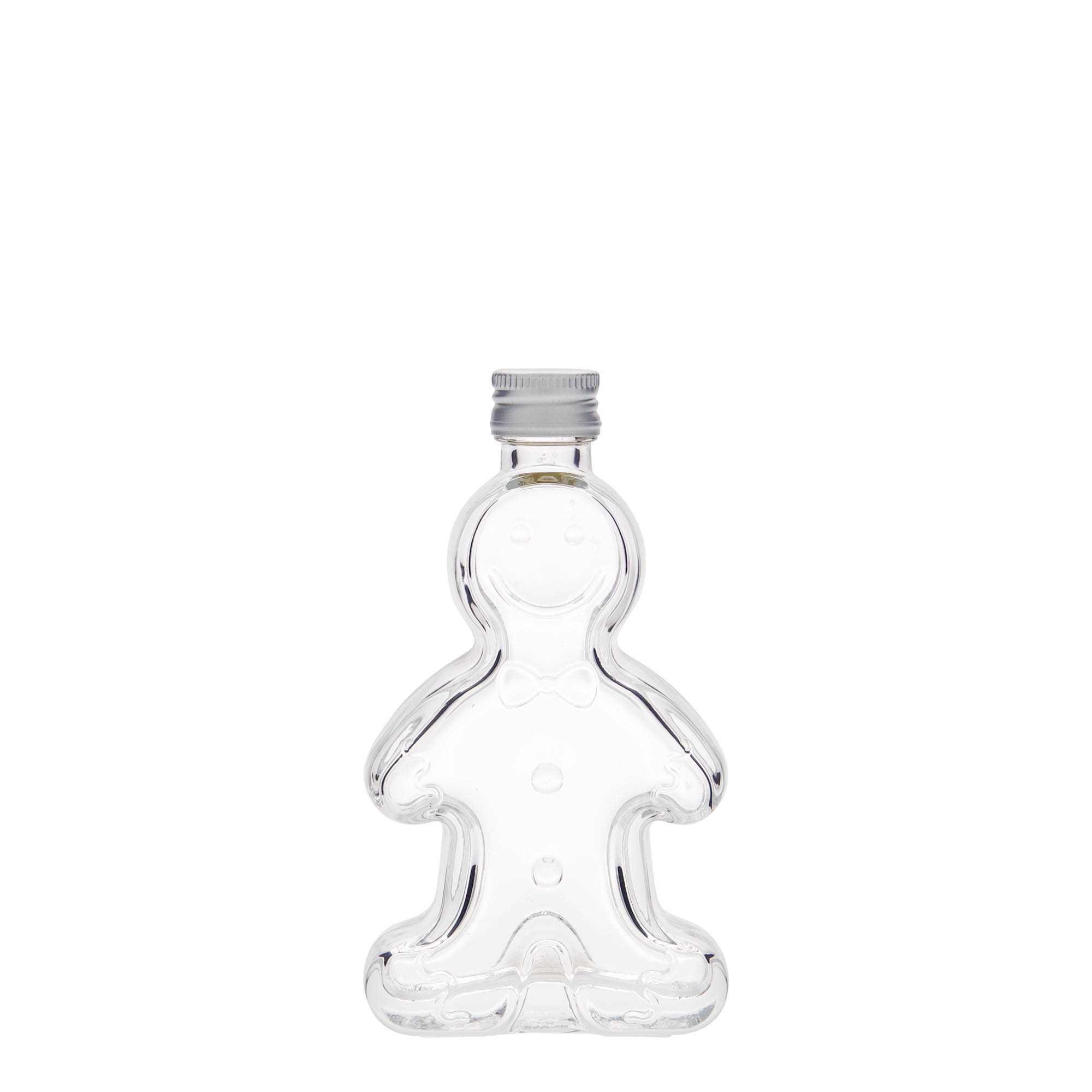 50 ml glass bottle 'Gingerbread Man', opening: PP 18 50 ml glass bottle 'Gingerbread Man', opening: PP 18