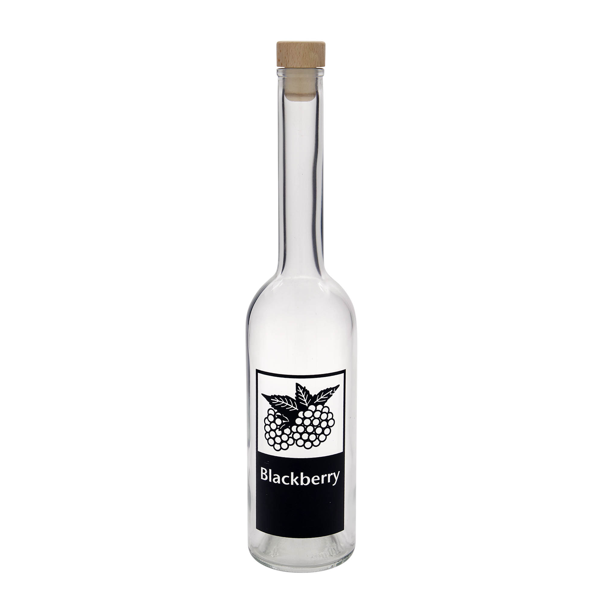 500 ml glass bottle 'Opera', print: Blackberry, closure: cork 500 ml glass bottle 'Opera', print: Blackberry, closure: cork