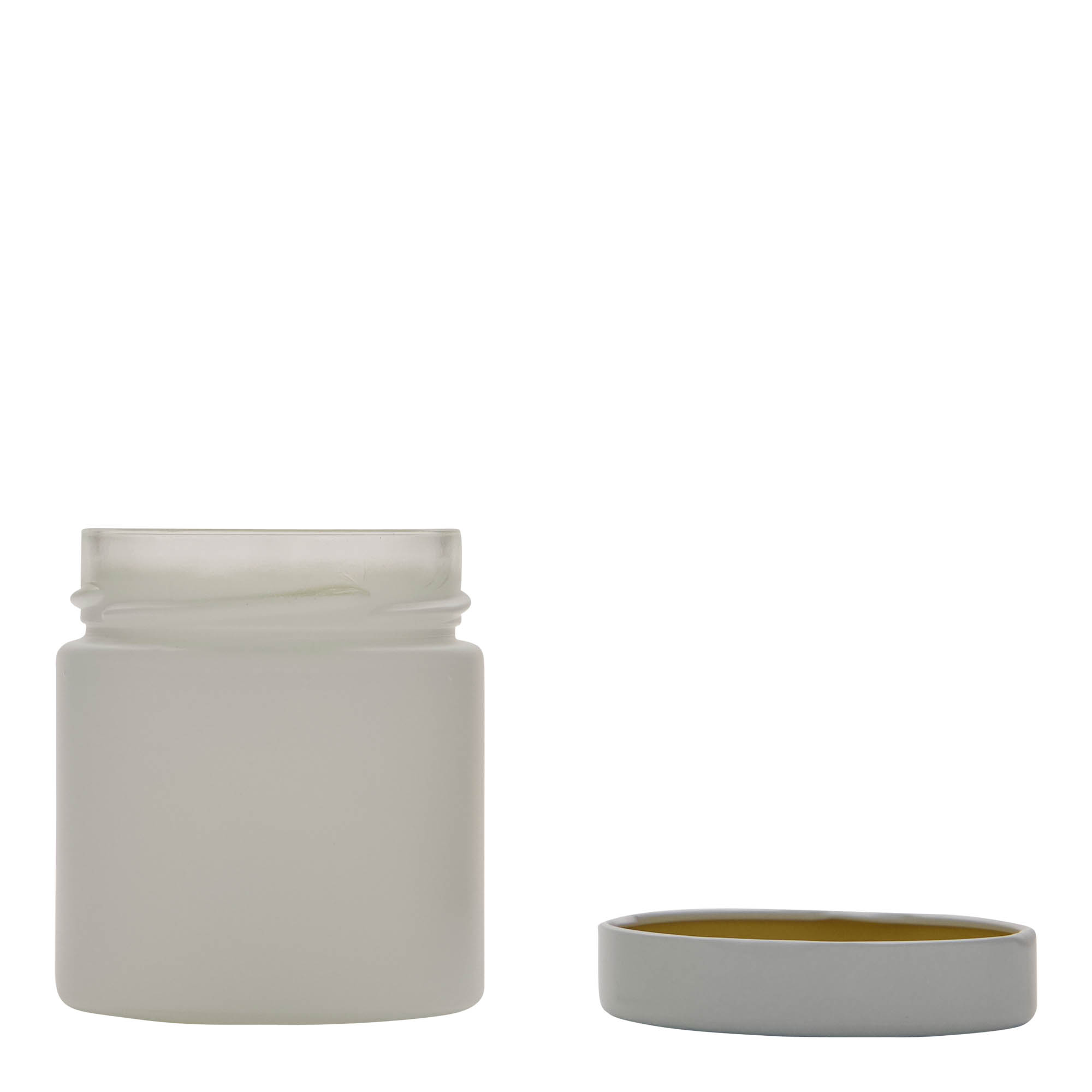 212 ml round glass 'Aurora', white, opening: Deep-Twist-Off (DTO 66) 212 ml round glass 'Aurora', white, opening: Deep-Twist-Off (DTO 66)