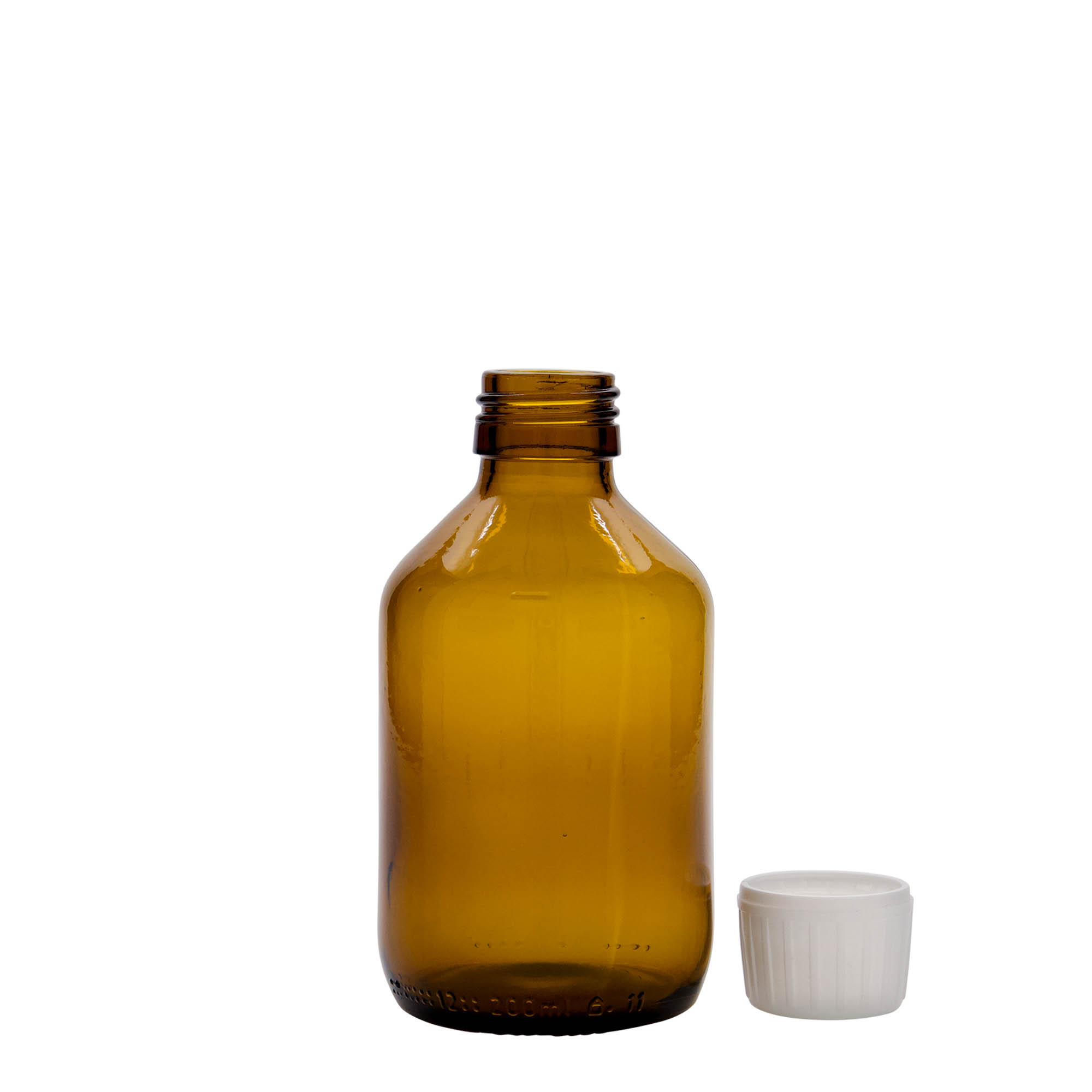 200 ml medicine bottle, brown, glass, closure: PP 28