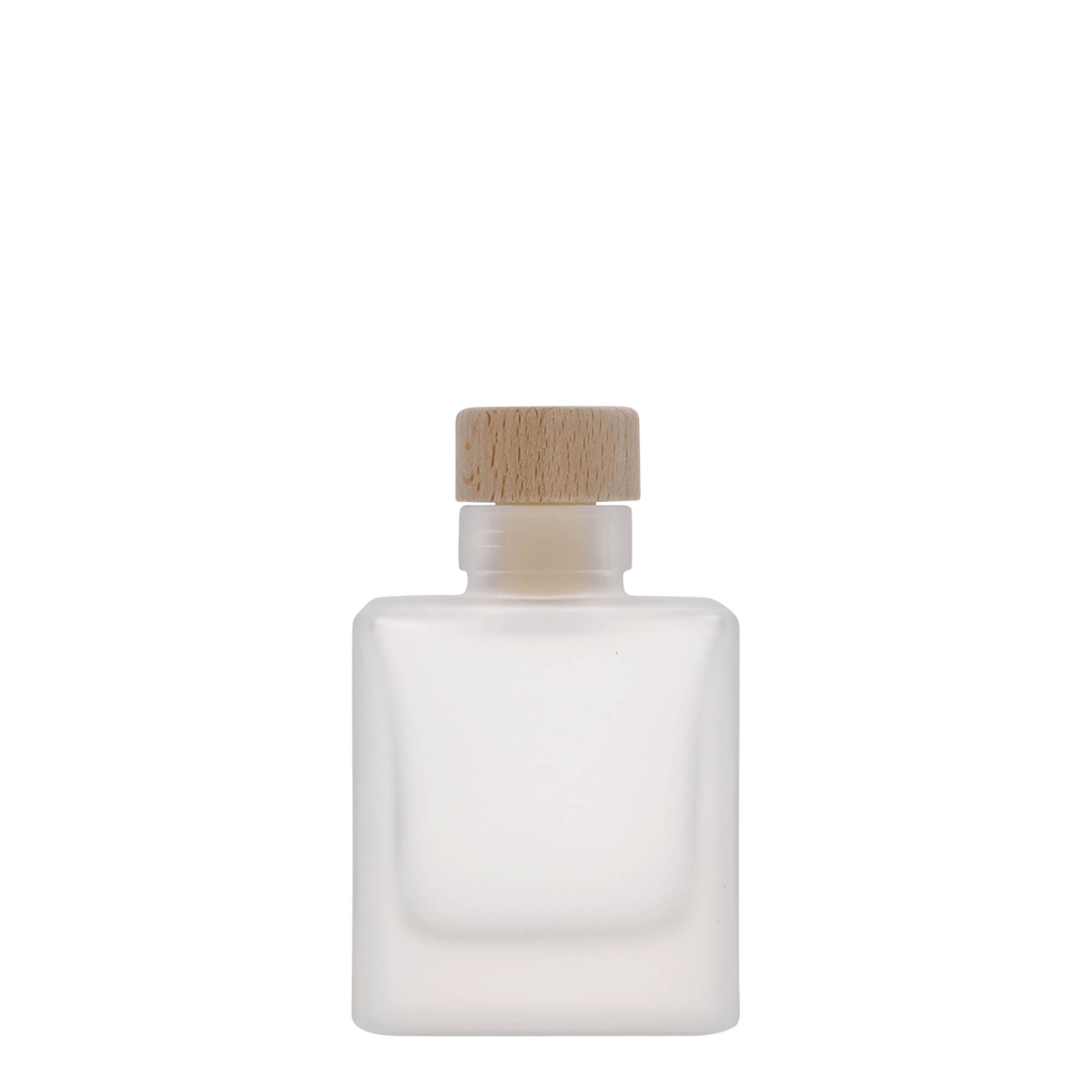 100 ml glass bottle 'Cube', square, frosted, opening: cork 100 ml glass bottle 'Cube', square, frosted, opening: cork