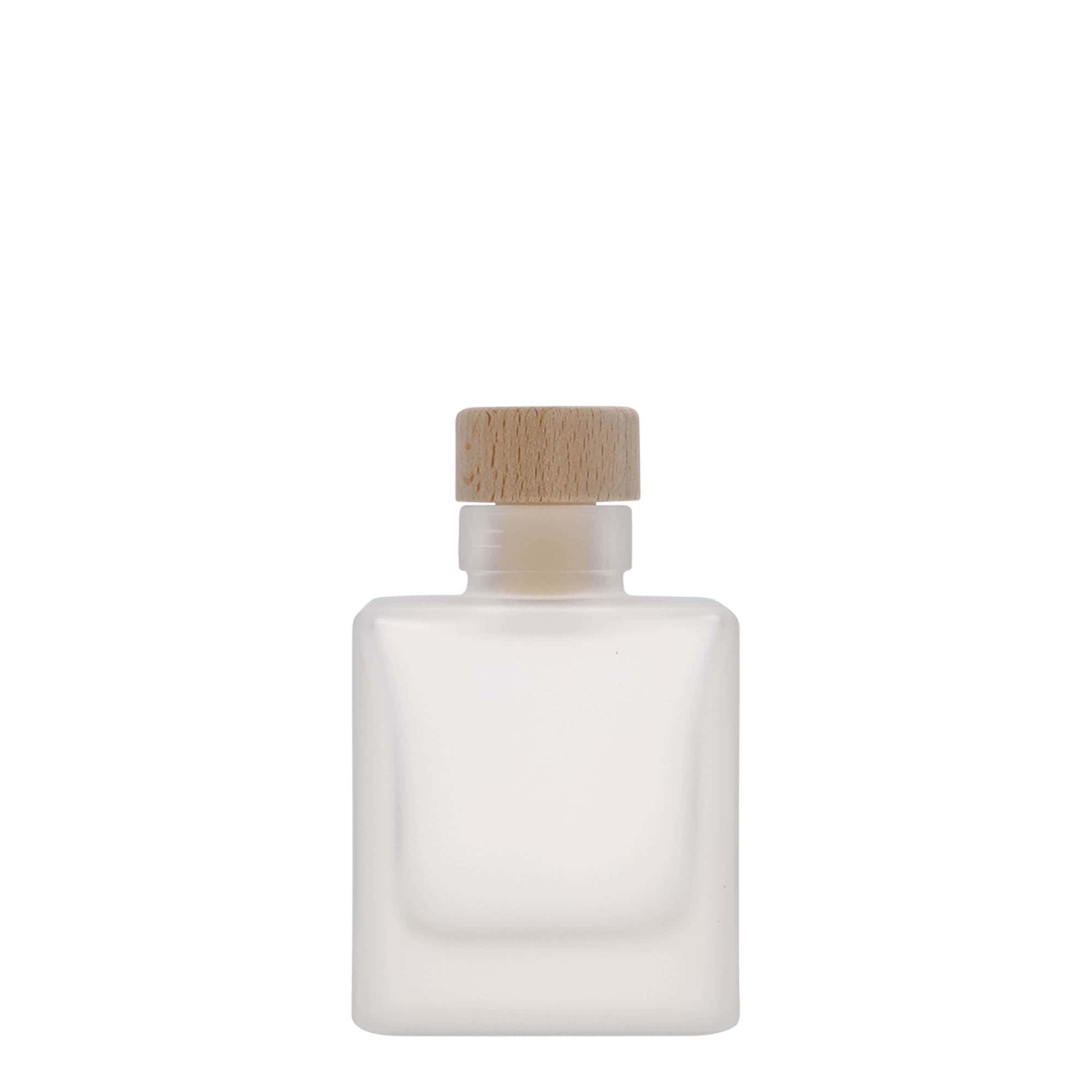 100 ml glass bottle ‘Cube’, square, frosted, opening: cork