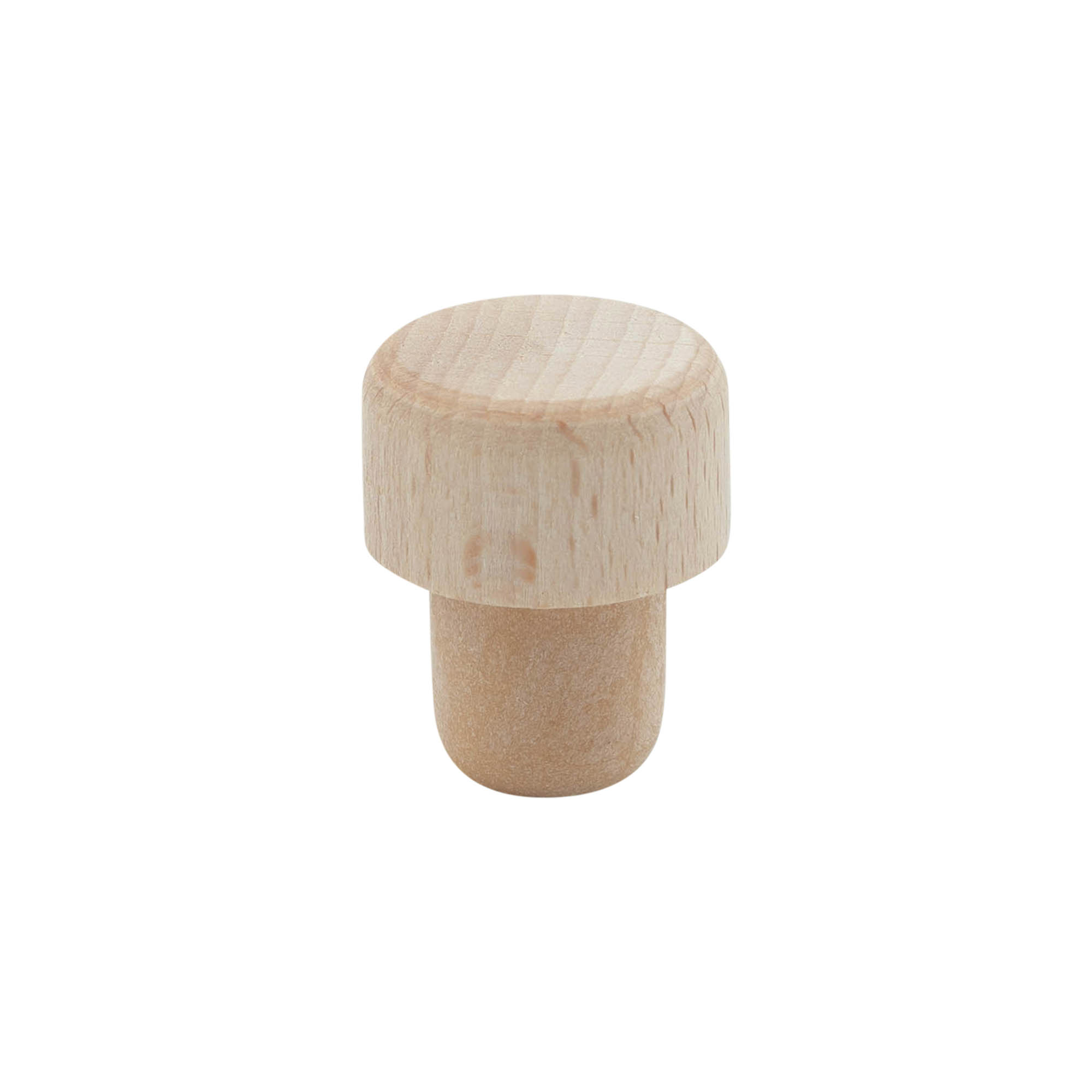 19 mm mushroom cork with dispensing hole, plastic/wood/plastic, multicolour, for opening: cork