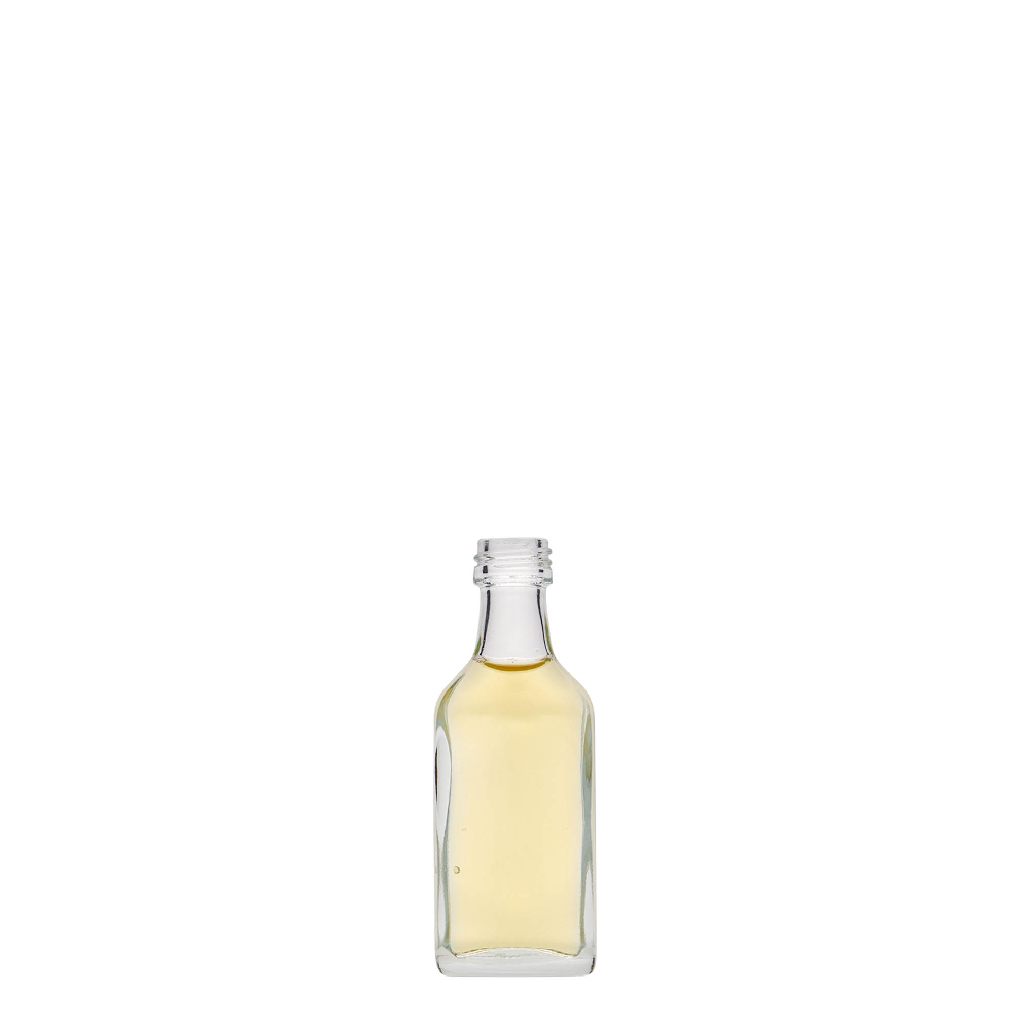 20 ml pocket bottle, rectangular, glass, opening: PP 18