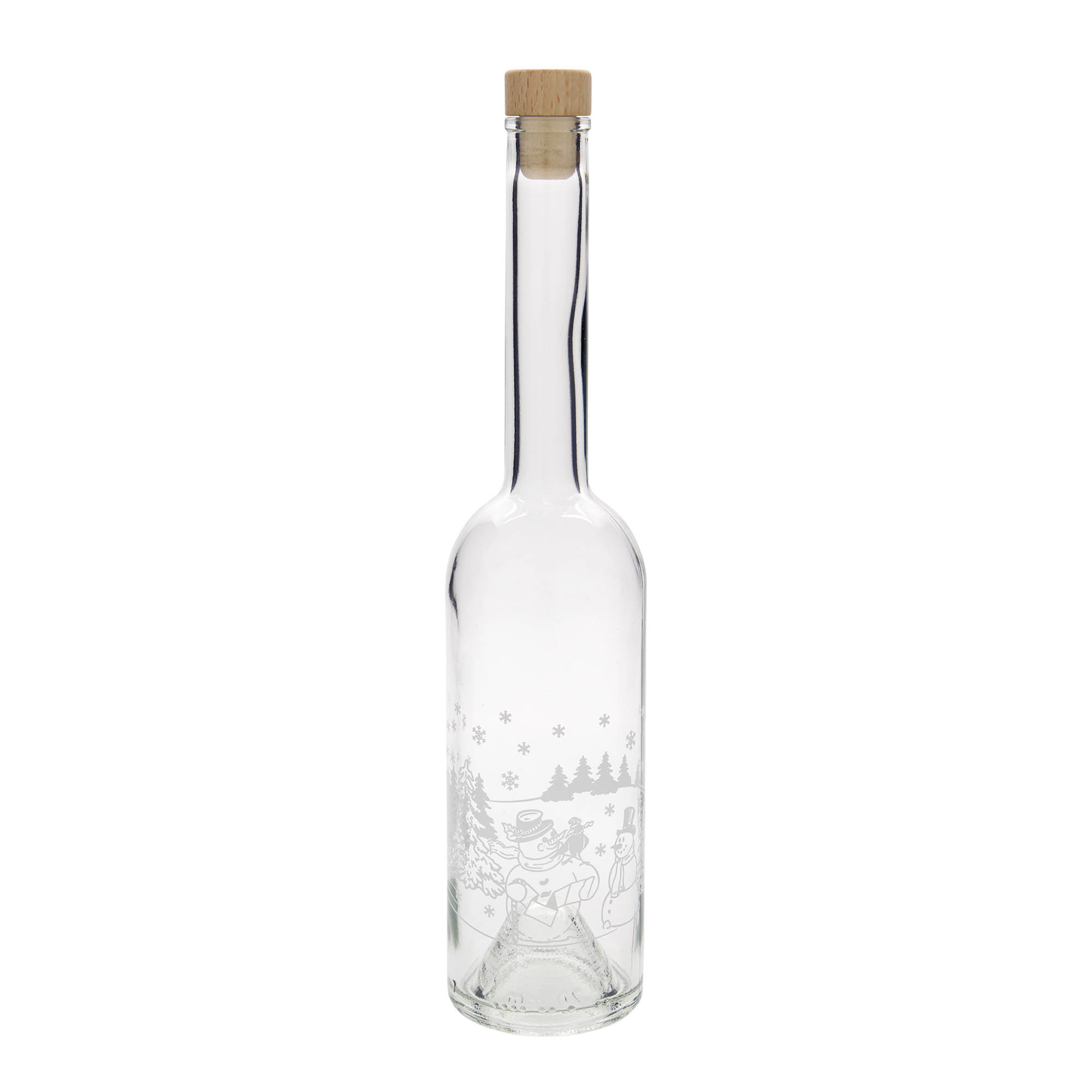 500 ml glass bottle 'Opera', motif: snowman bottle, opening: cork 500 ml glass bottle 'Opera', motif: snowman bottle, opening: cork
