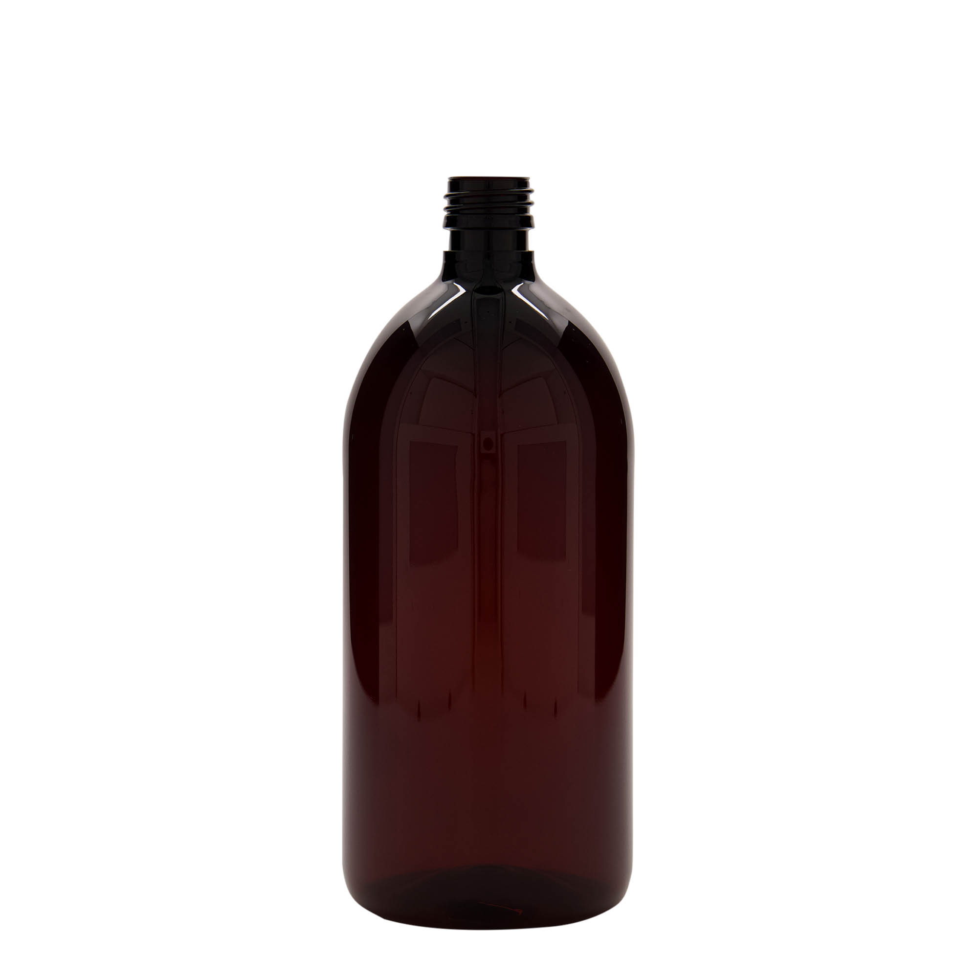 1,000 ml PET medicine bottle, brown, plastic, closure: PP 28 1,000 ml PET medicine bottle, brown, plastic, closure: PP 28