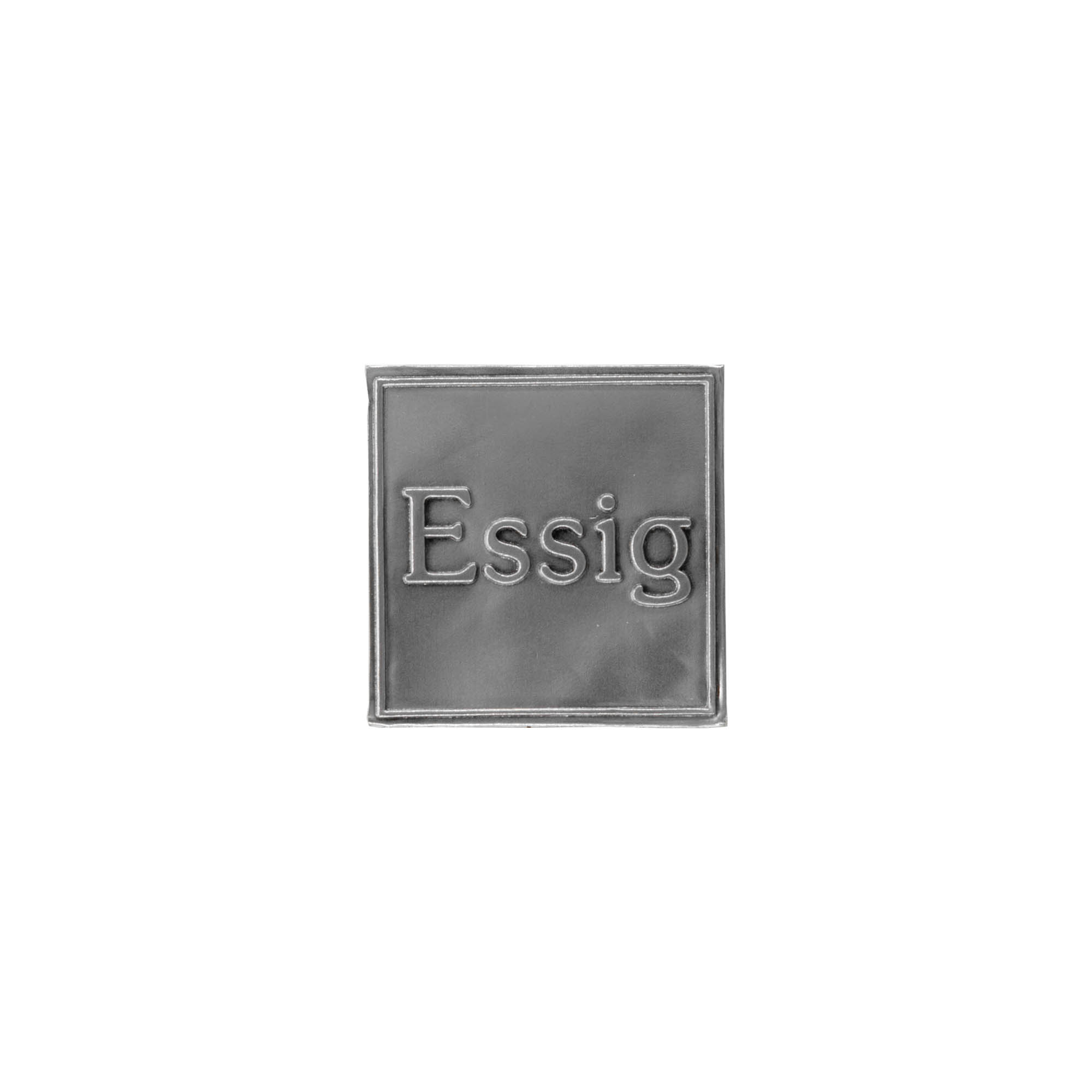 Tin label 'Vinegar', square, metal, silver Tin label 'Vinegar', square, metal, silver