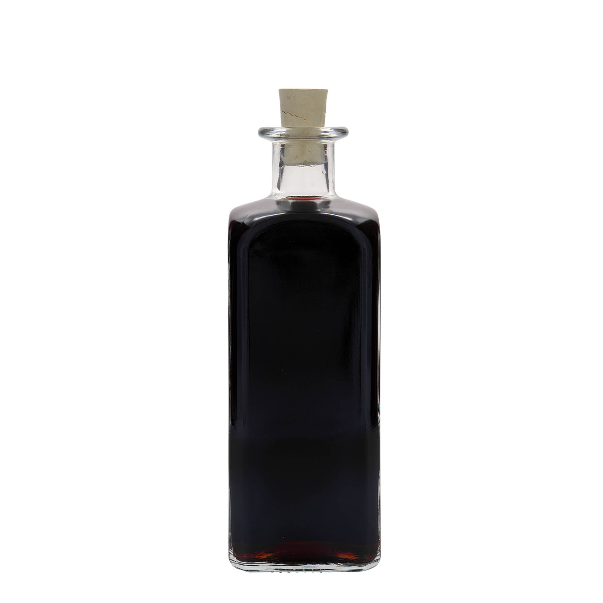 500 ml glass apothecary bottle ‘Carré’, square, closure: cork