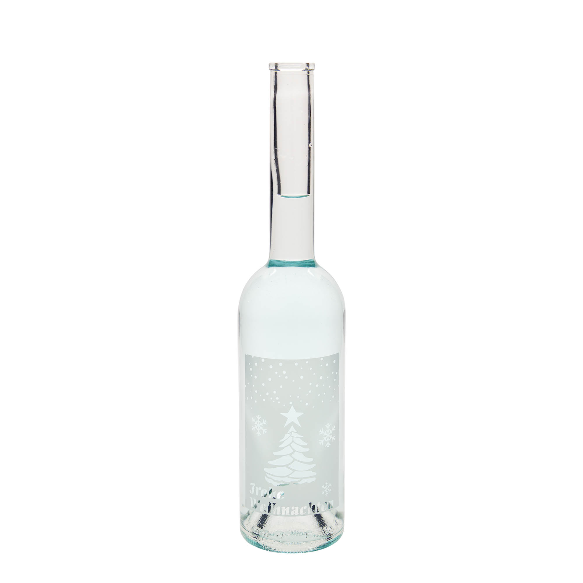 500 ml glass bottle 'Opera', design: White Christmas, opening: cork