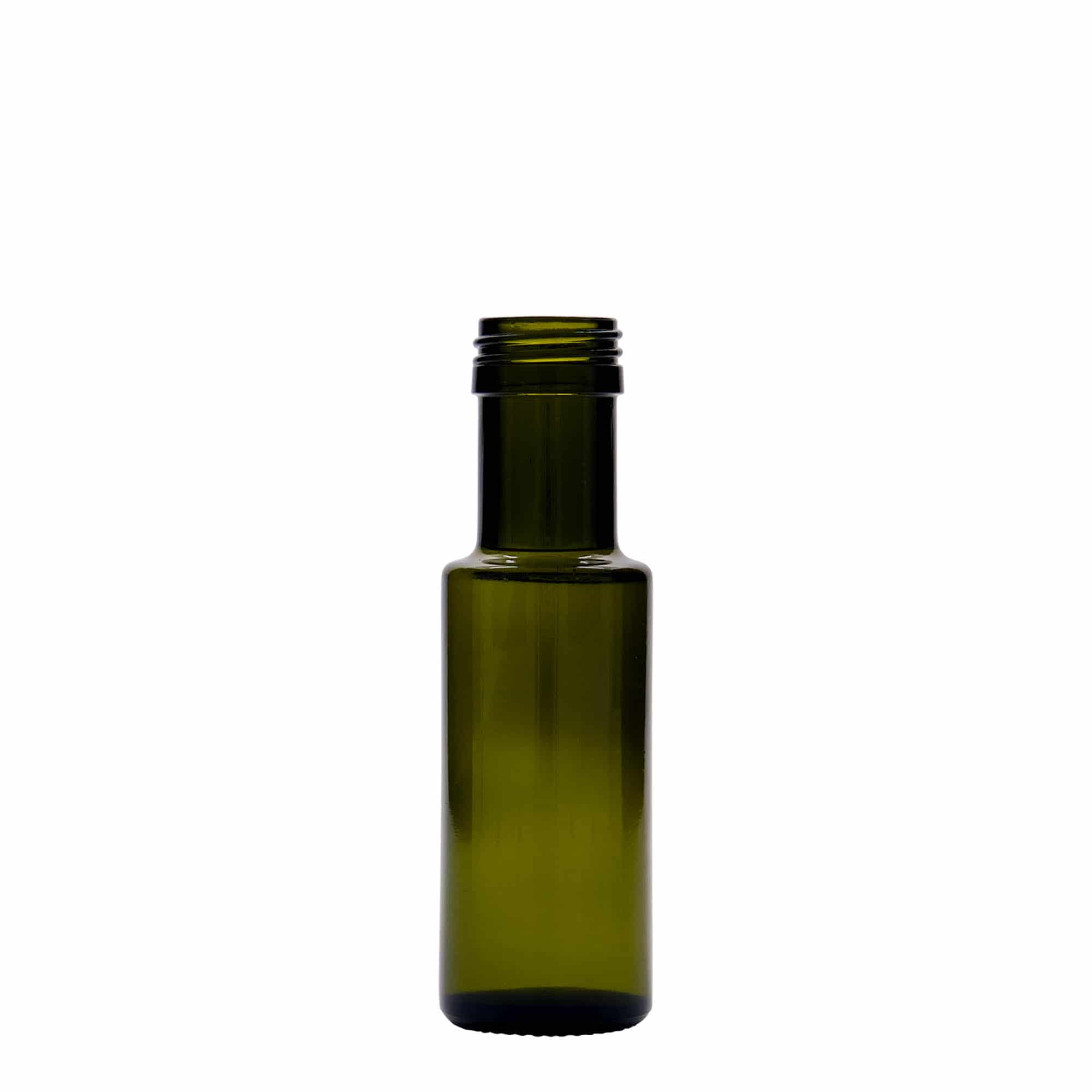 100 ml glass bottle ‘Dorica’, antique green, opening: PP 31.5