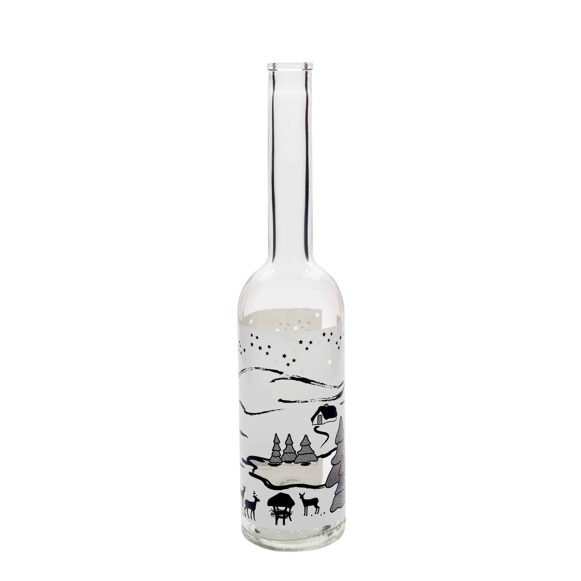 500 ml glass bottle ‘Opera’, design: Winter Dream Bianco, opening: cork