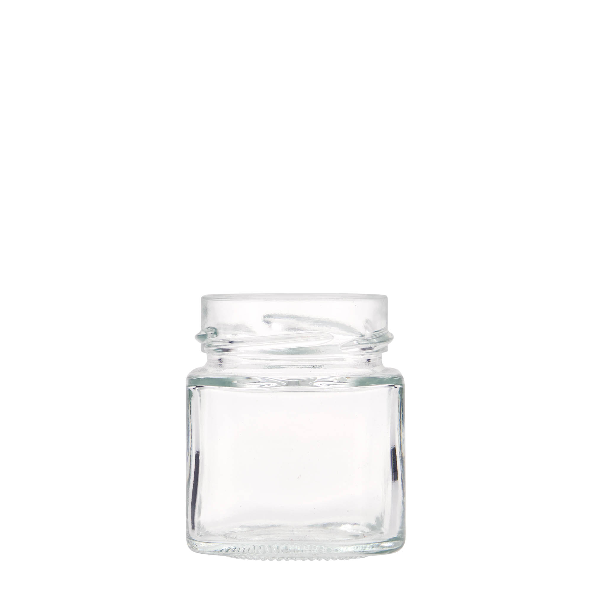 156 ml square glass 'Funny', opening: Deep-Twist-Off (DTO 58) 156 ml square glass 'Funny', opening: Deep-Twist-Off (DTO 58)