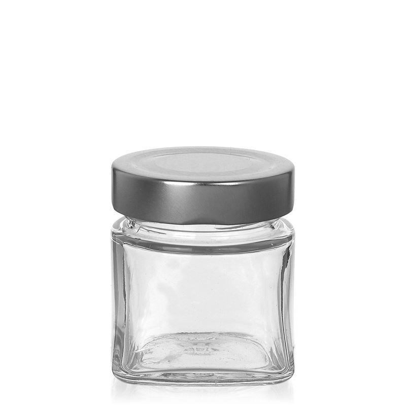 106 ml square glass 'Luxor', opening: Deep-Twist-Off (DTO 58) 106 ml square glass 'Luxor', opening: Deep-Twist-Off (DTO 58)