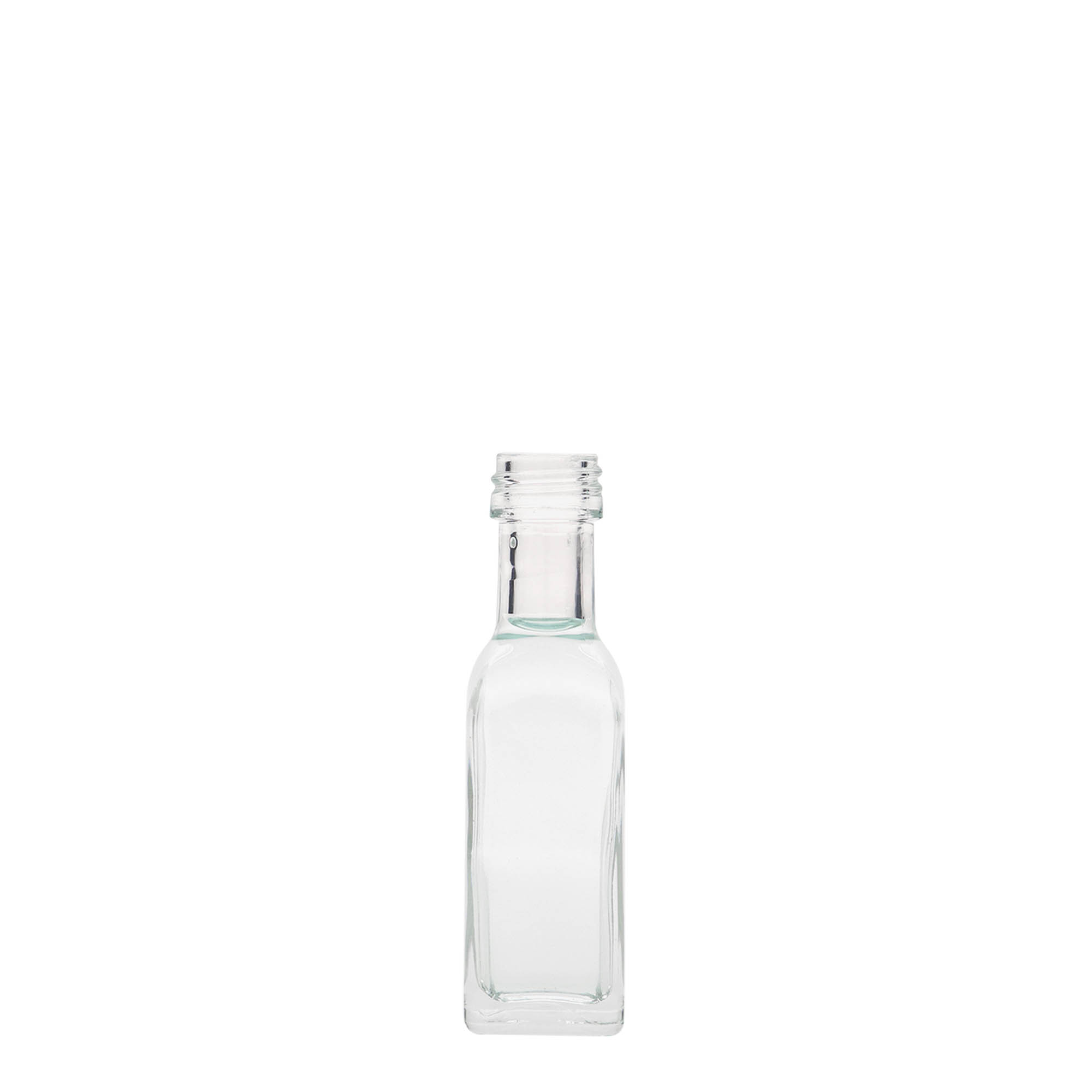 20 ml glass bottle ‘Marasca’, square, opening: PP 18