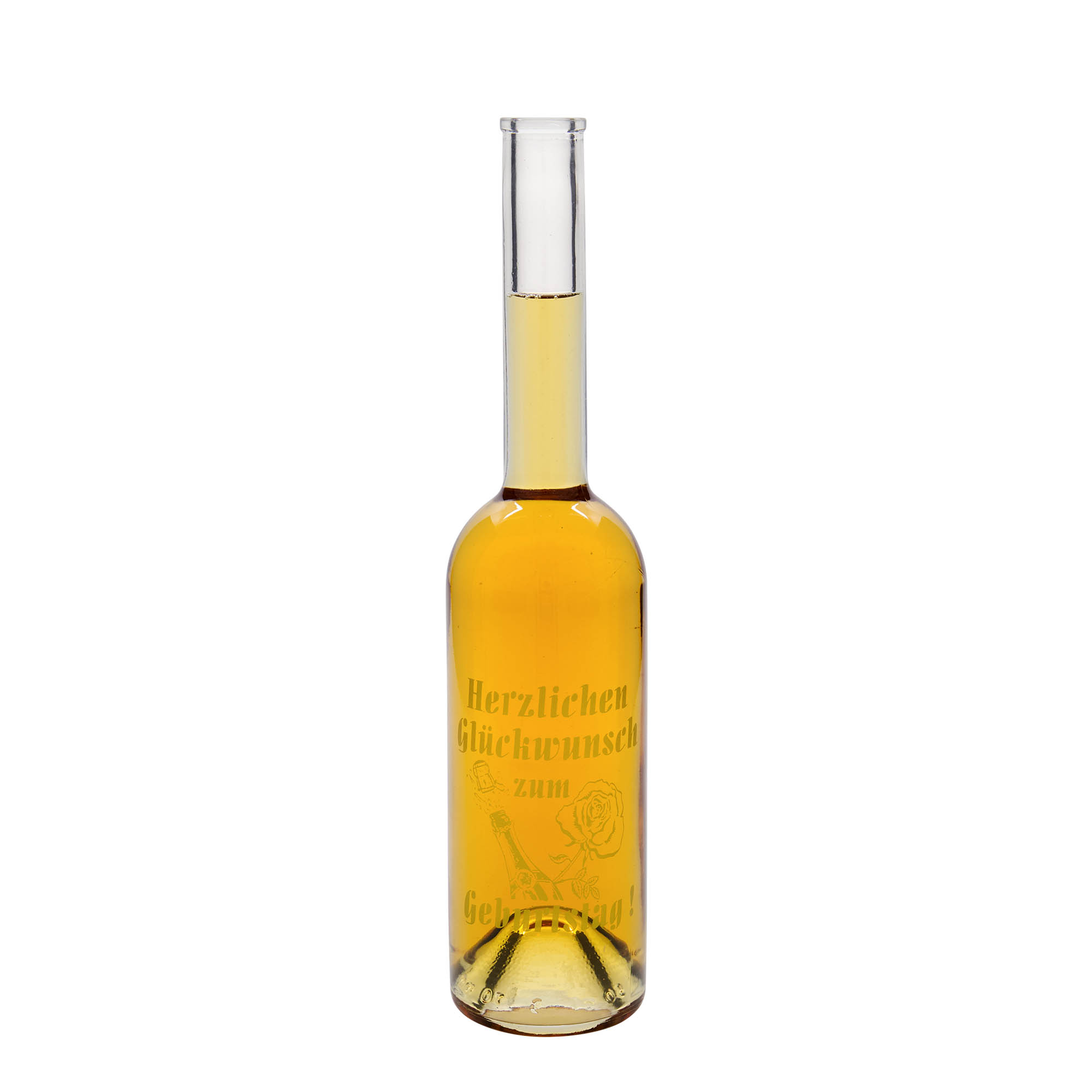 500 ml glass bottle 'Opera', design: birthday bottle, opening: cork