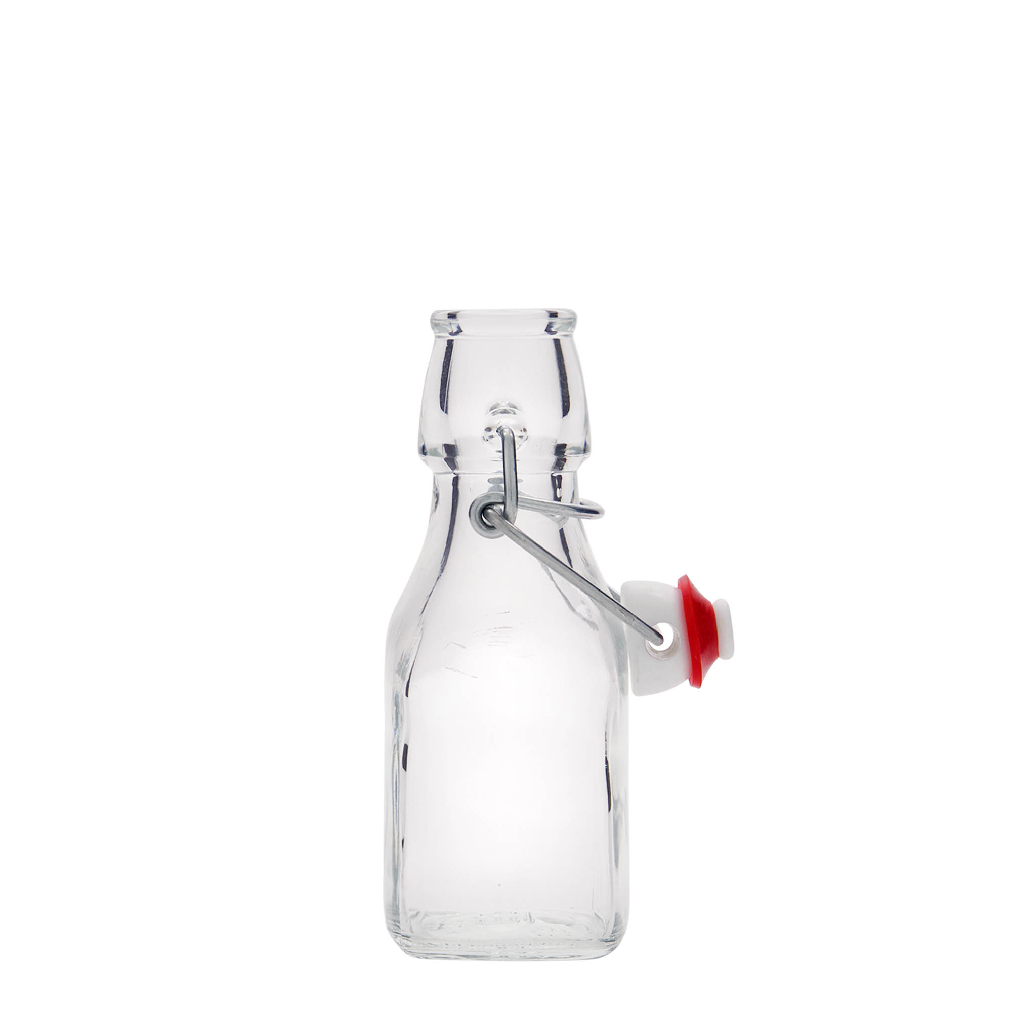 125 ml glass bottle ‘Swing’, square, opening: swing top closure
