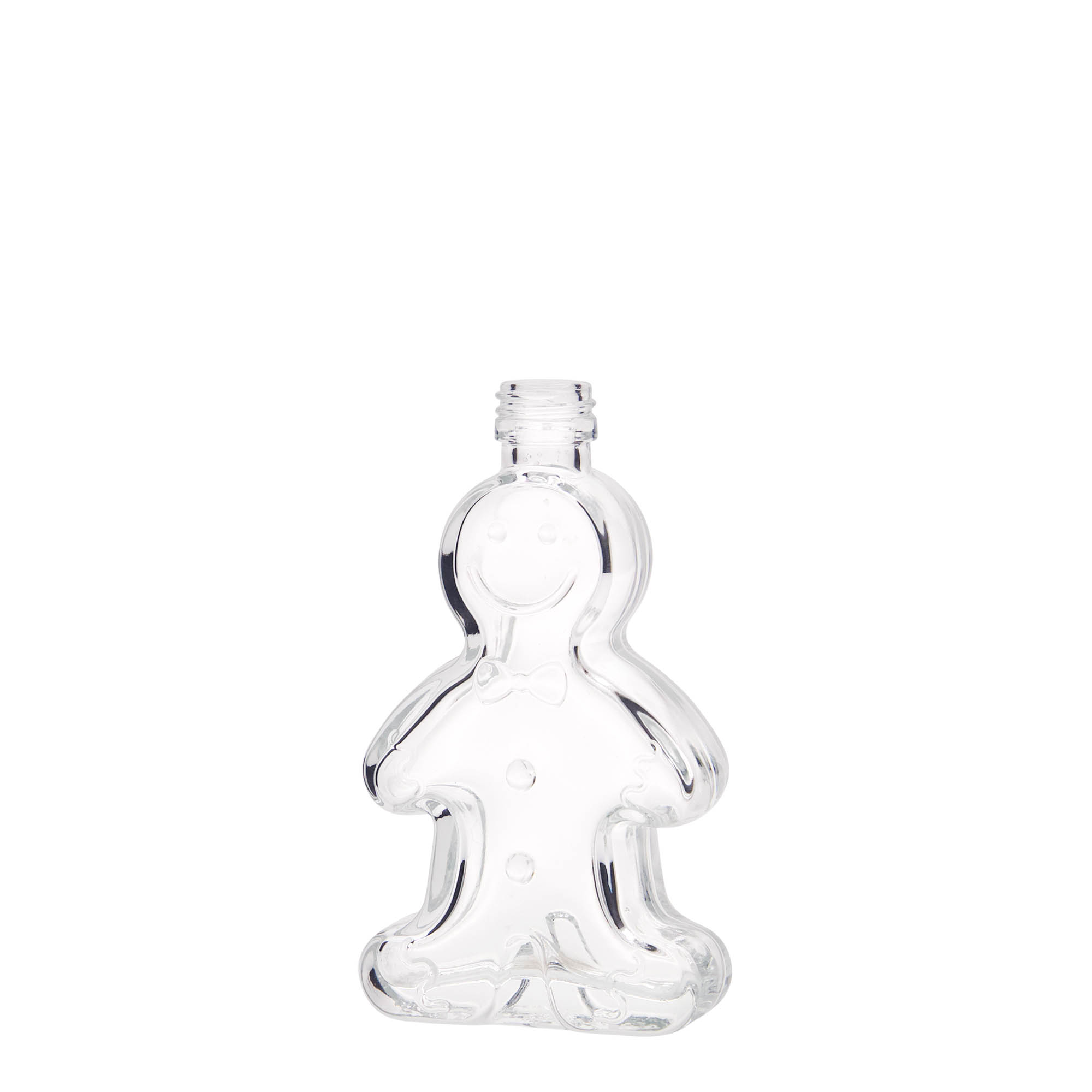 50 ml glass bottle 'Gingerbread Man', opening: PP 18 50 ml glass bottle 'Gingerbread Man', opening: PP 18