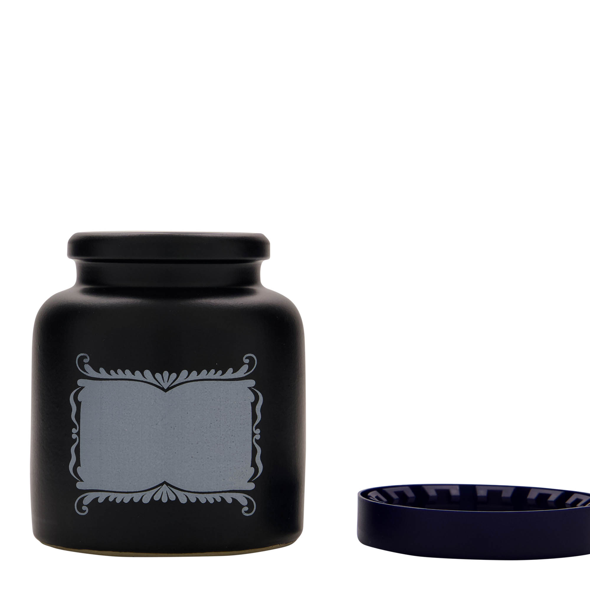 270 ml stoneware pot, design: label panel, ceramic, black, opening: slip lid 270 ml stoneware pot, design: label panel, ceramic, black, opening: slip lid