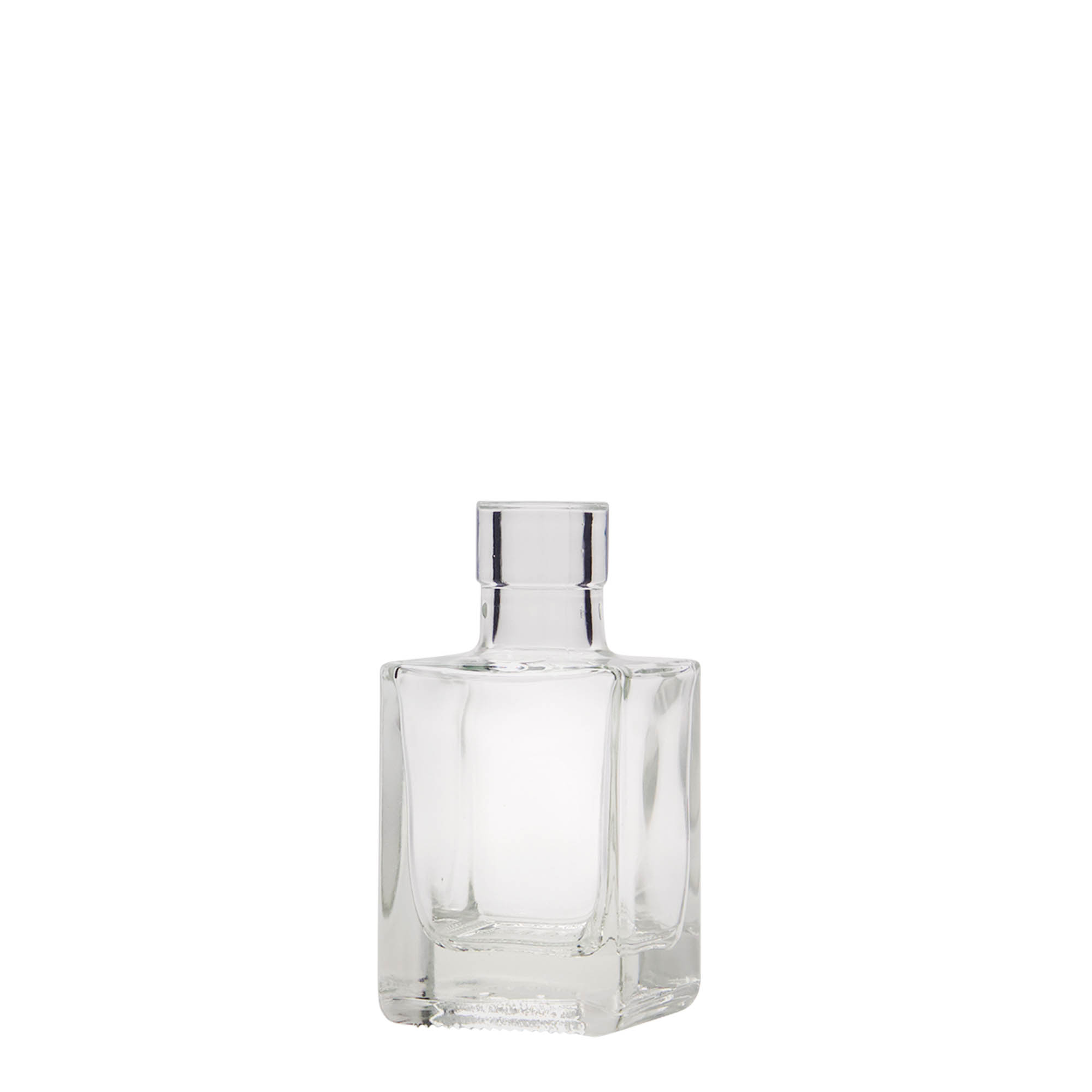 50 ml glass bottle 'Cube', square, opening: cork