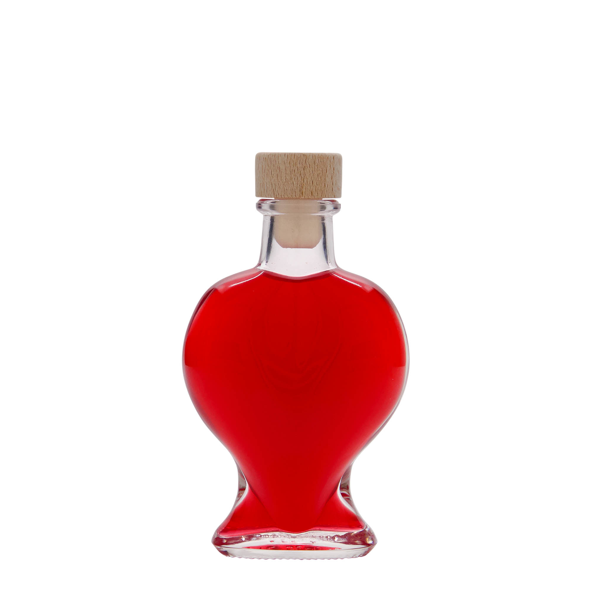 100 ml glass bottle 'Heart', opening: cork 100 ml glass bottle 'Heart', opening: cork