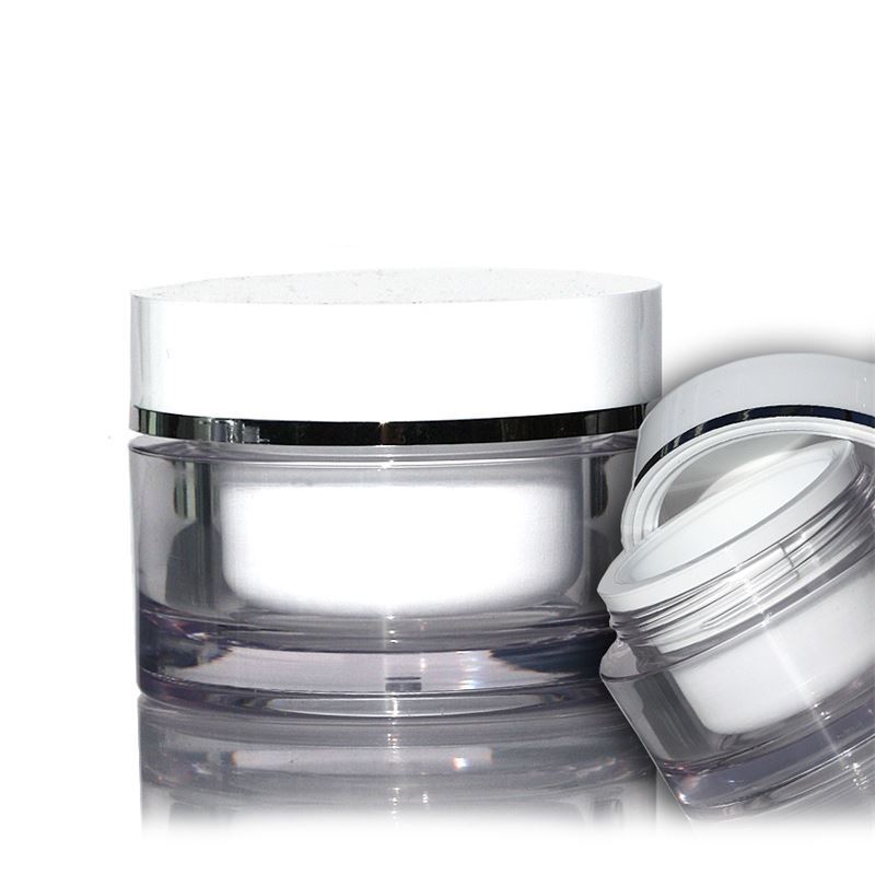 30 ml cosmetic jar, SAN plastic, white, closure: screw cap 30 ml cosmetic jar, SAN plastic, white, closure: screw cap