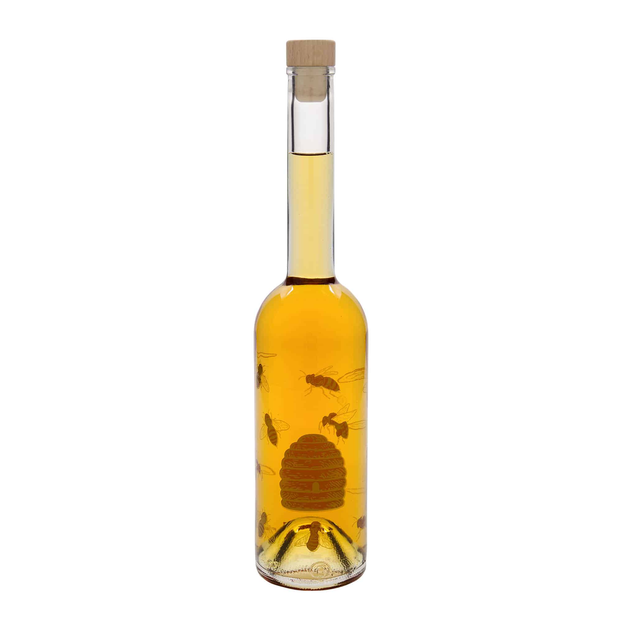 500 ml glass bottle ‘Opera’, motif: bees, opening: cork