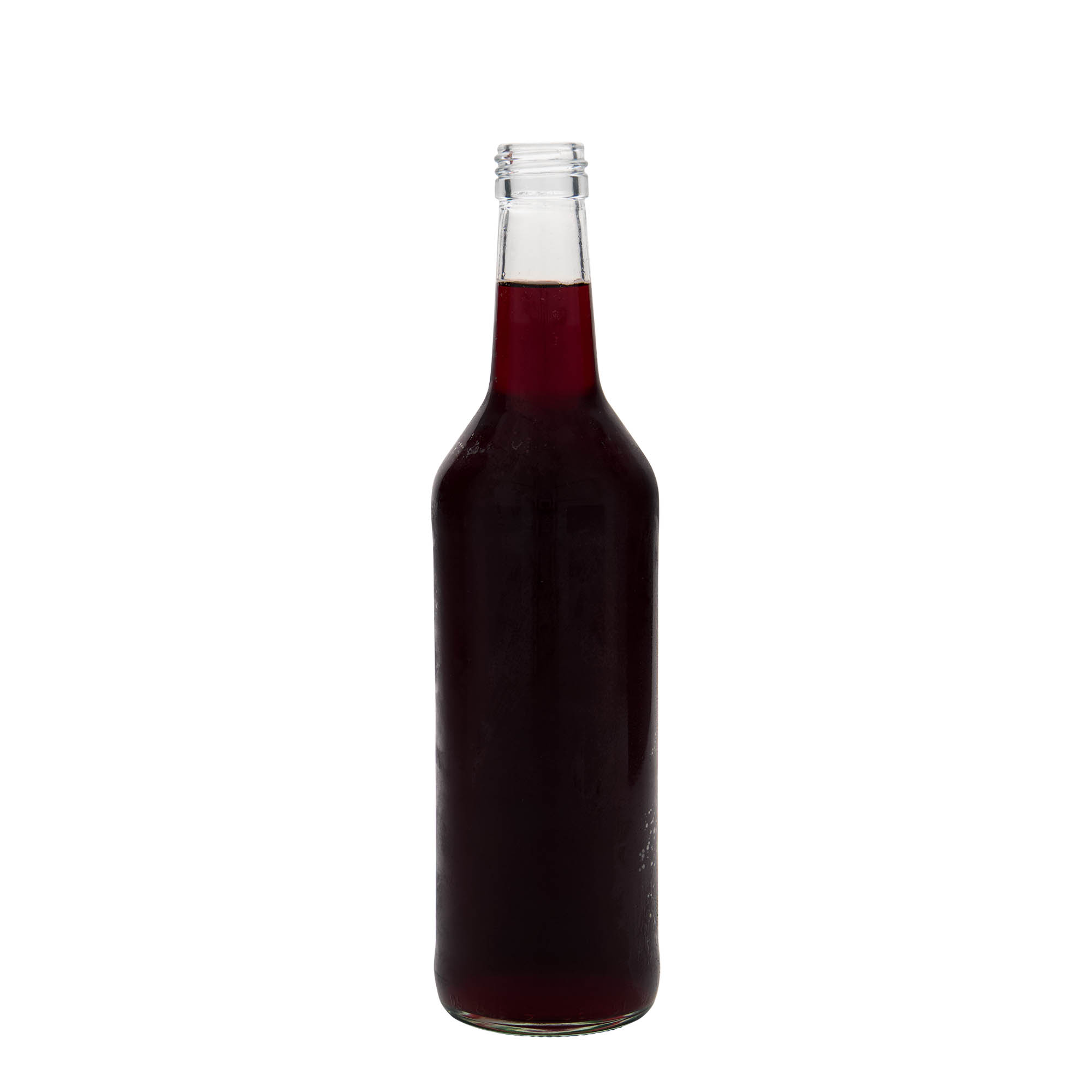 500 ml glass bottle, straight neck, opening: PP 28 500 ml glass bottle, straight neck, opening: PP 28