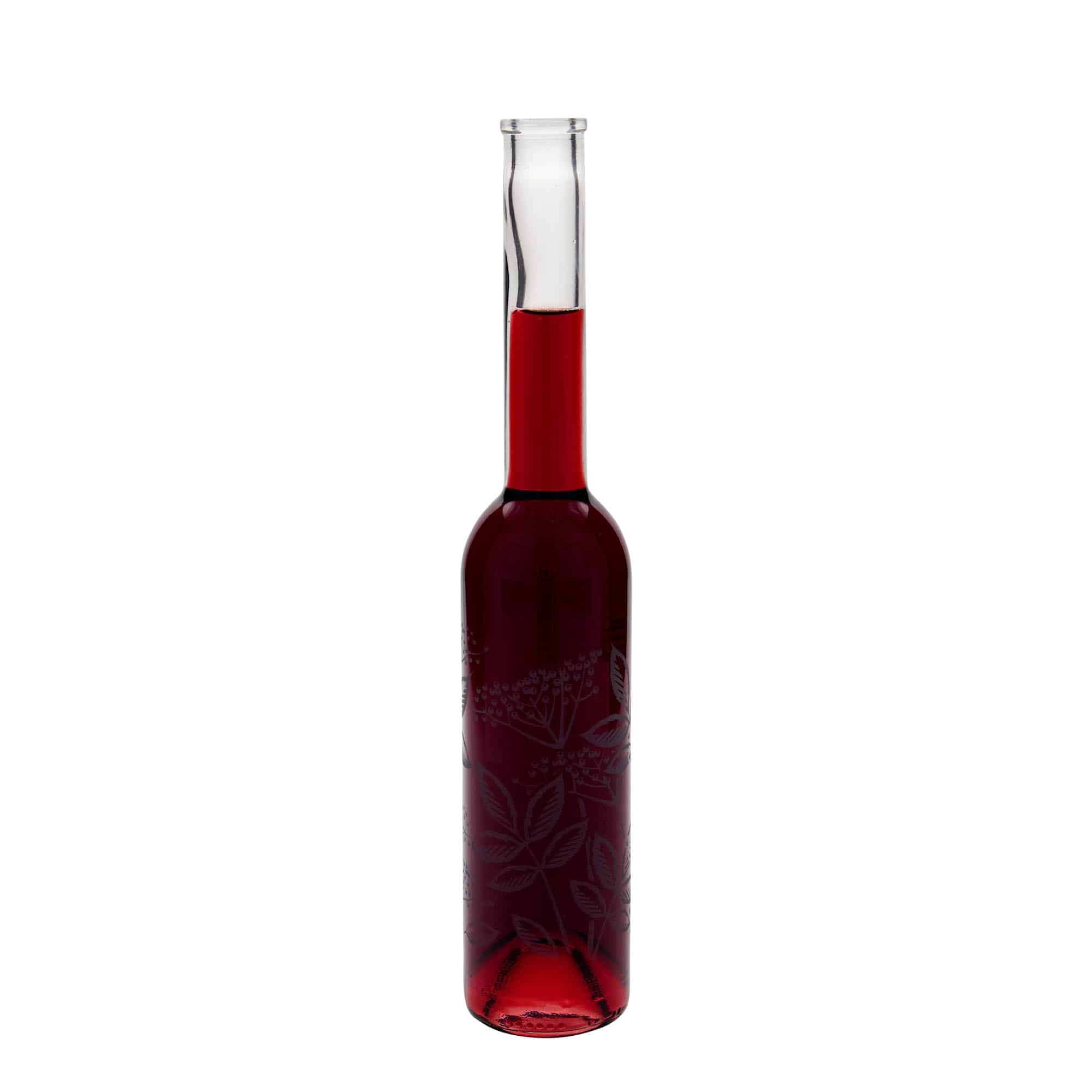 350 ml glass bottle ‘Opera’, design: elderberry, opening: cork