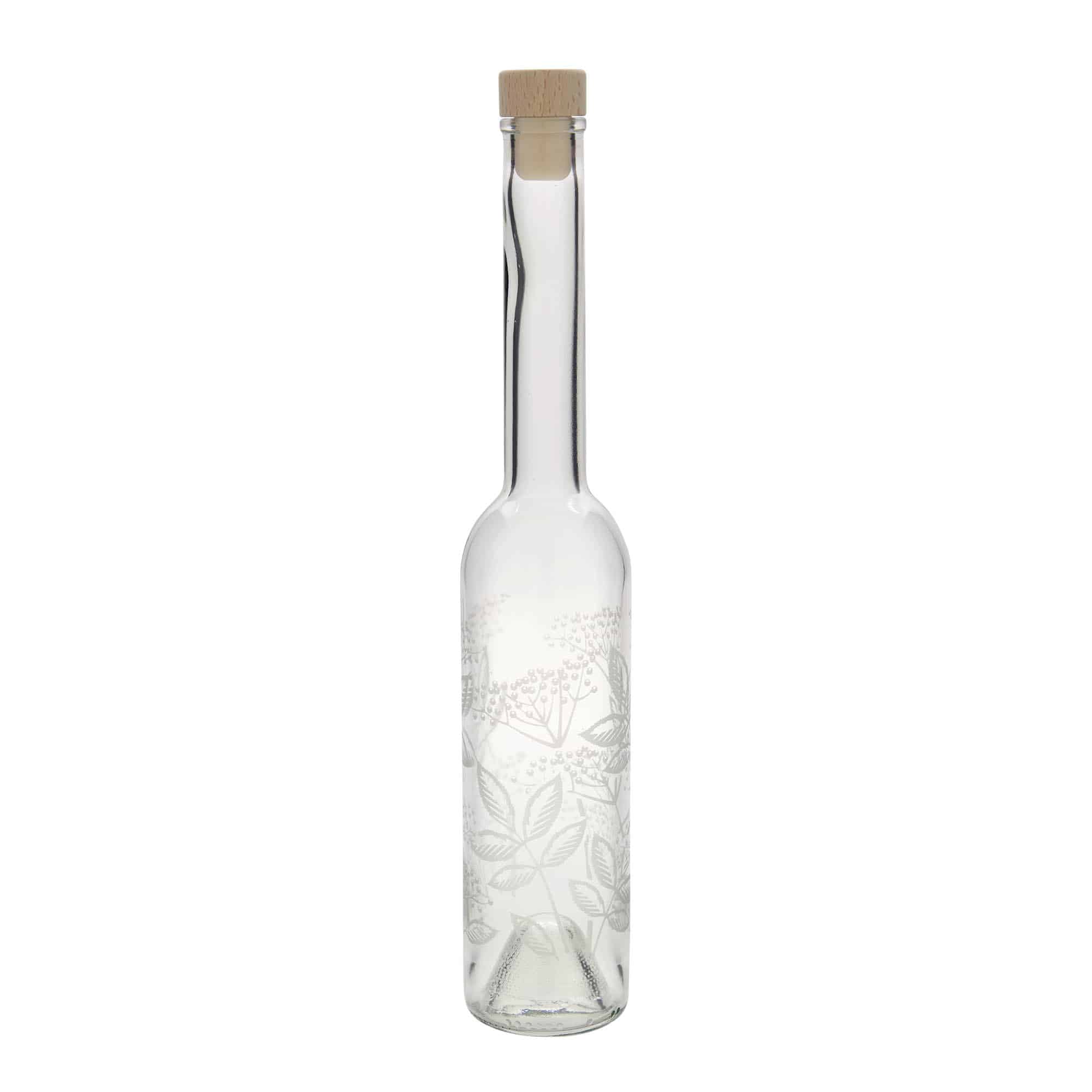 350 ml glass bottle ‘Opera’, design: elderberry, opening: cork