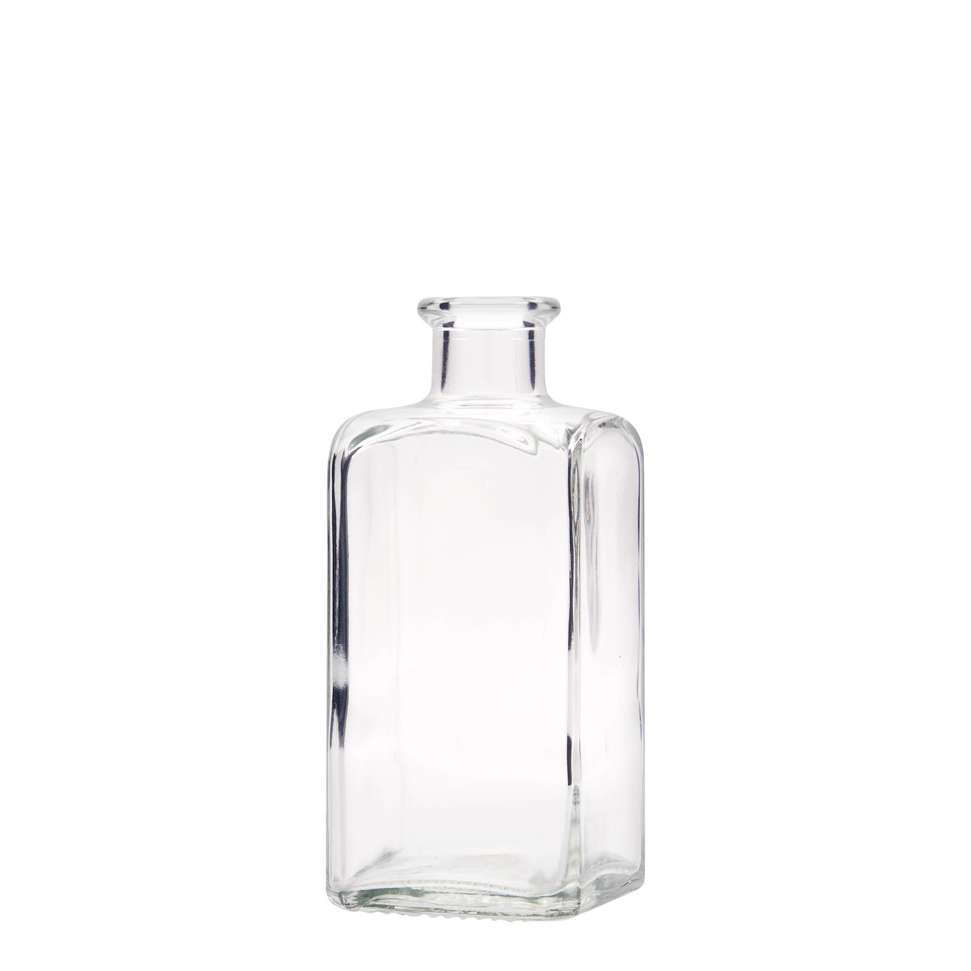 250 ml glass bottle Apothecary Carré, square, opening: cork 250 ml glass bottle Apothecary Carré, square, opening: cork