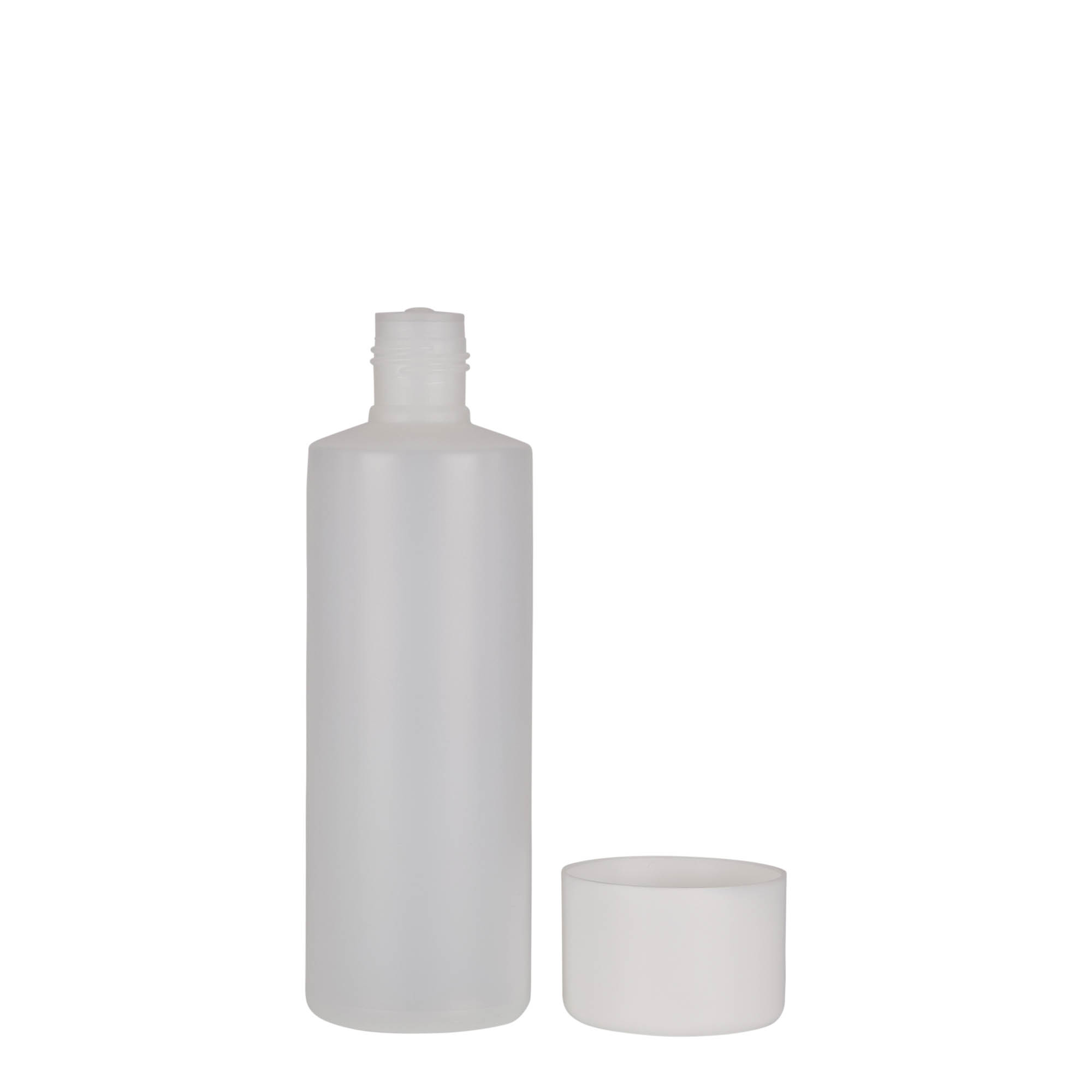 200 ml round bottle, PE plastic, natural, opening: screw cap 200 ml round bottle, PE plastic, natural, opening: screw cap