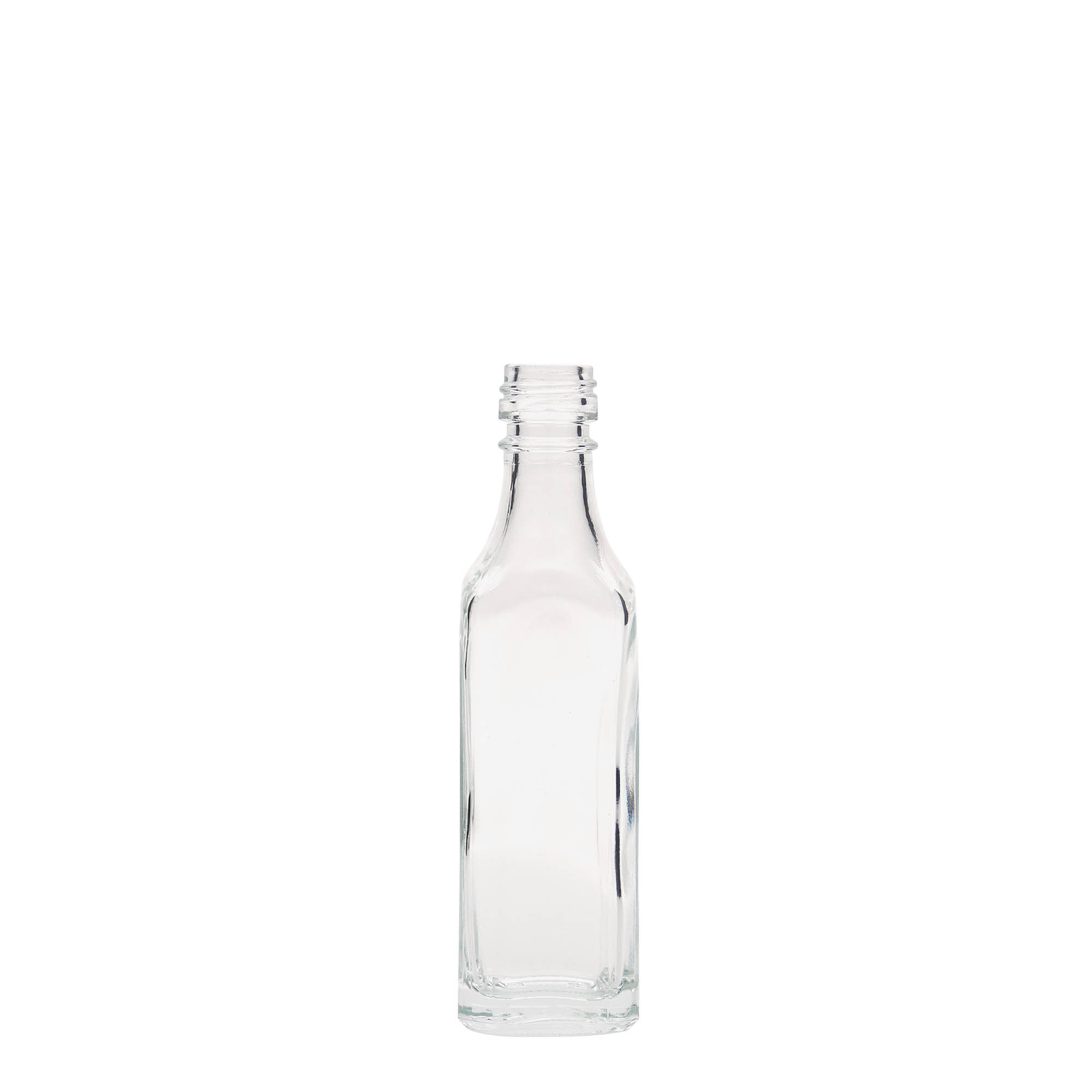 50 ml glass bottle 'Siena', square, closure: PP 18 50 ml glass bottle 'Siena', square, closure: PP 18