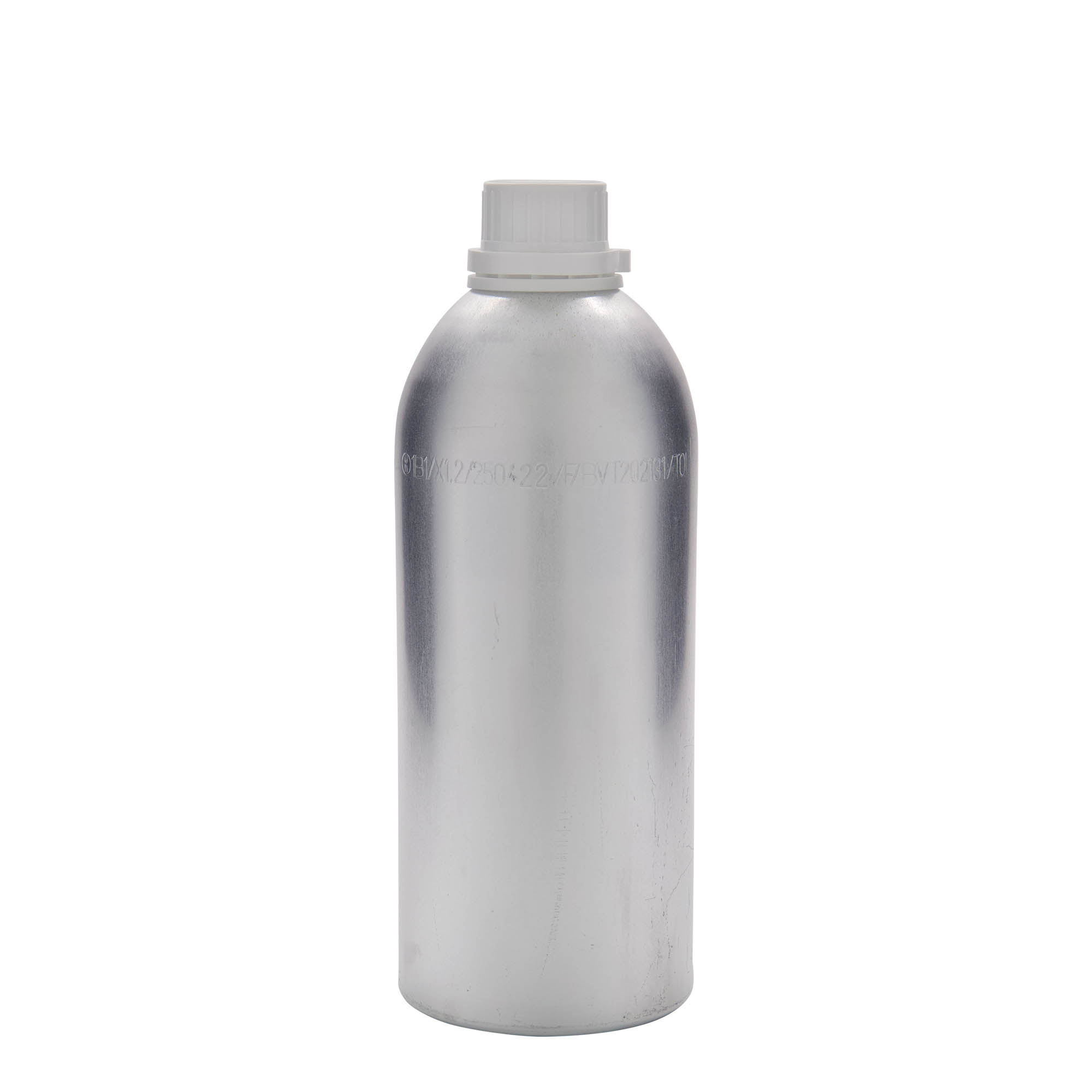1100 ml aluminium bottle, metal, silver, opening: DIN 32
