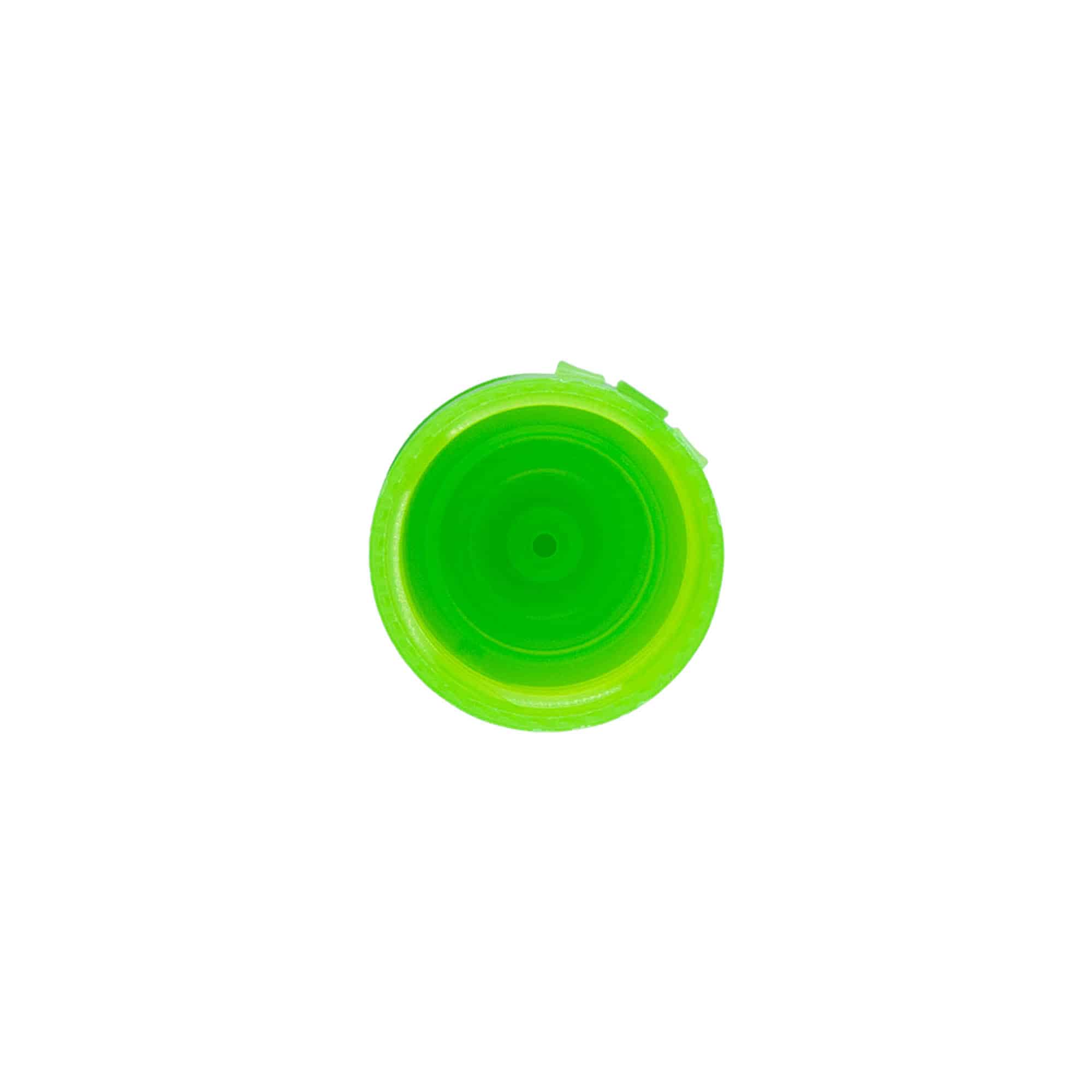 Screw cap with hinge, PP plastic, green, for opening: 24/410