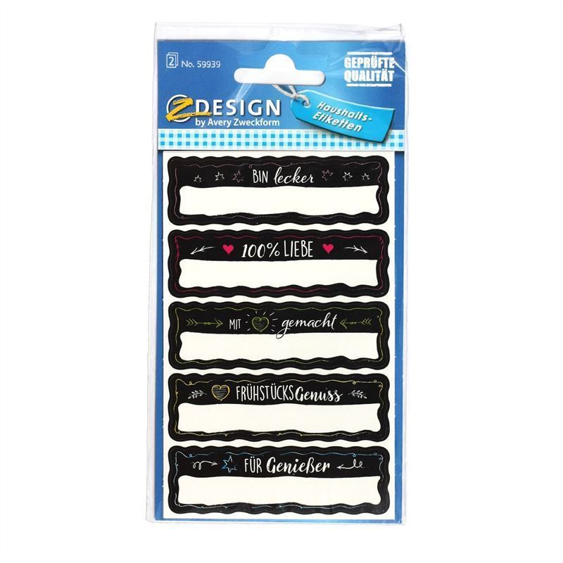 Zweckform labels 'Homemade', rectangular, paper, black