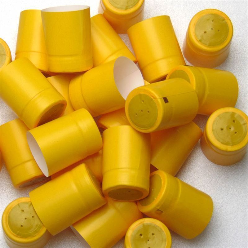 Shrink capsule 32x41, PVC plastic, yellow Shrink capsule 32x41, PVC plastic, yellow