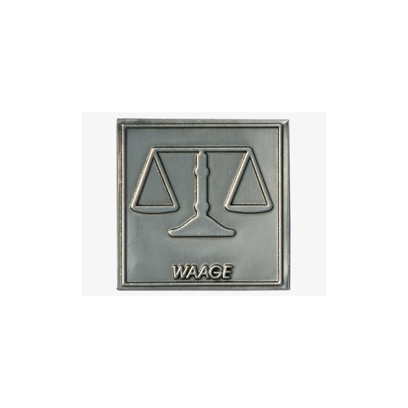 Tin label 'Scale', square, metal, silver Tin label 'Scale', square, metal, silver