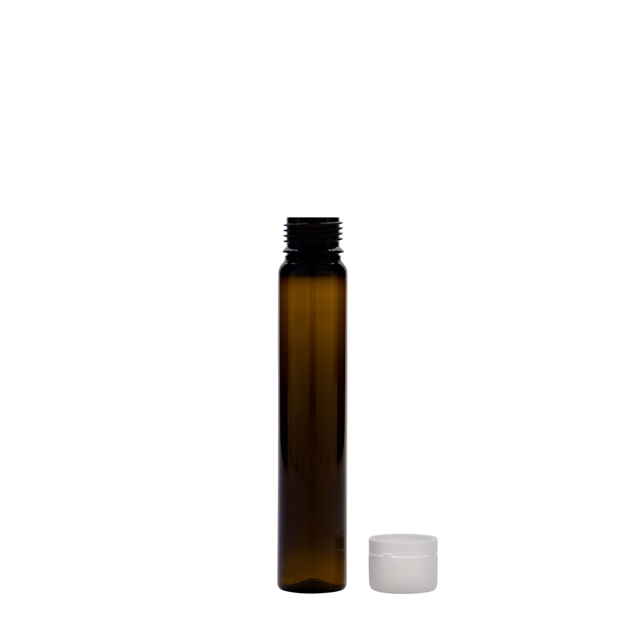 25 ml PET tubes, plastic, brown, opening: screw cap 25 ml PET tubes, plastic, brown, opening: screw cap