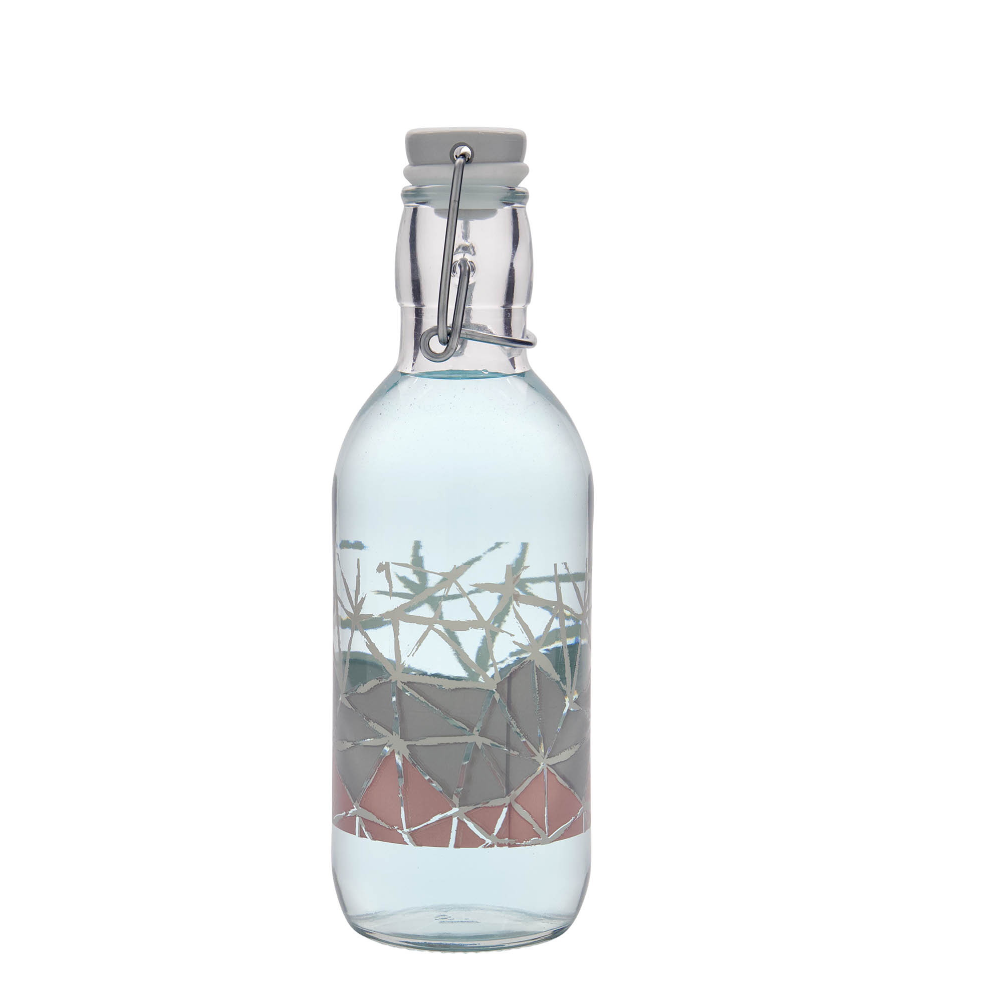 500 ml glass bottle Emilia printed 'Manolibera rosa', opening: swing top closure