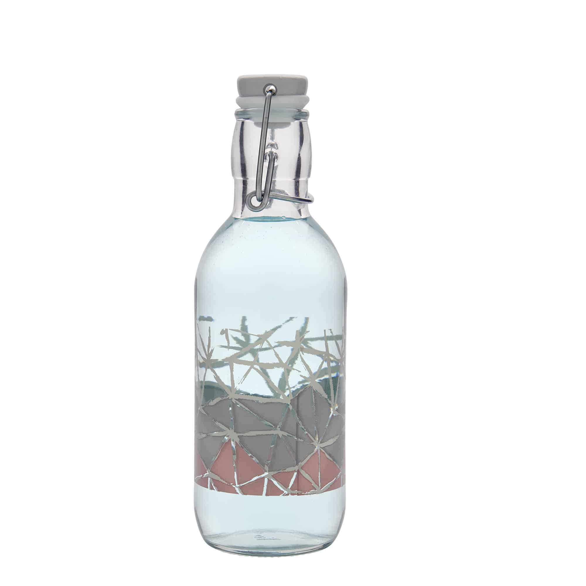 500 ml glass bottle Emilia printed ‘Manolibera rosa’, opening: swing top closure