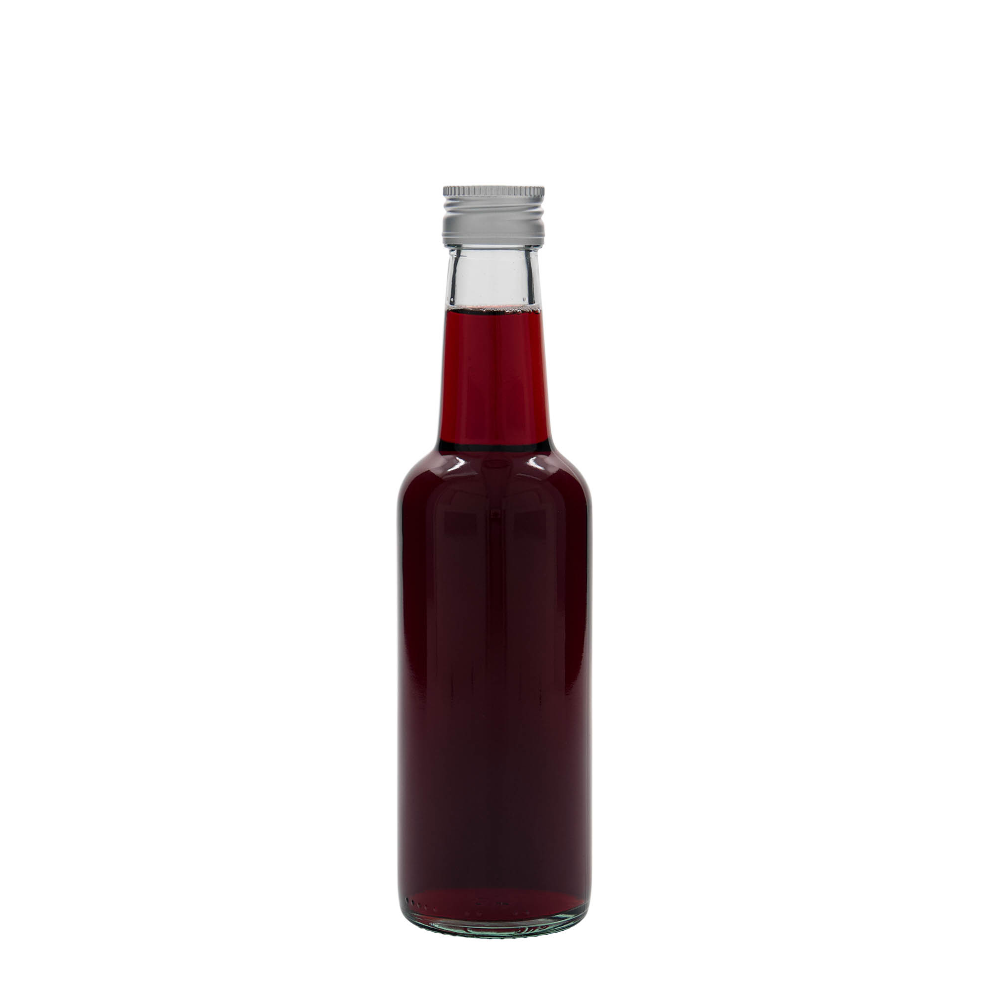 250 ml glass bottle, straight neck, opening: PP 28 250 ml glass bottle, straight neck, opening: PP 28