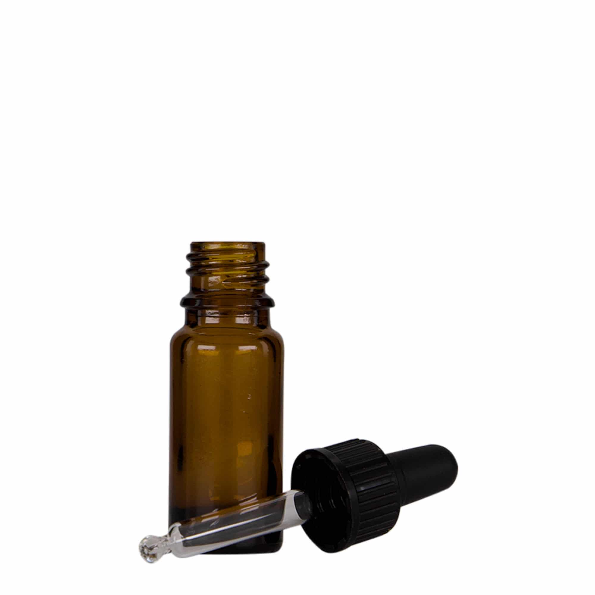 10 ml dropper bottle medicine, glass, brown-black, opening: DIN 18