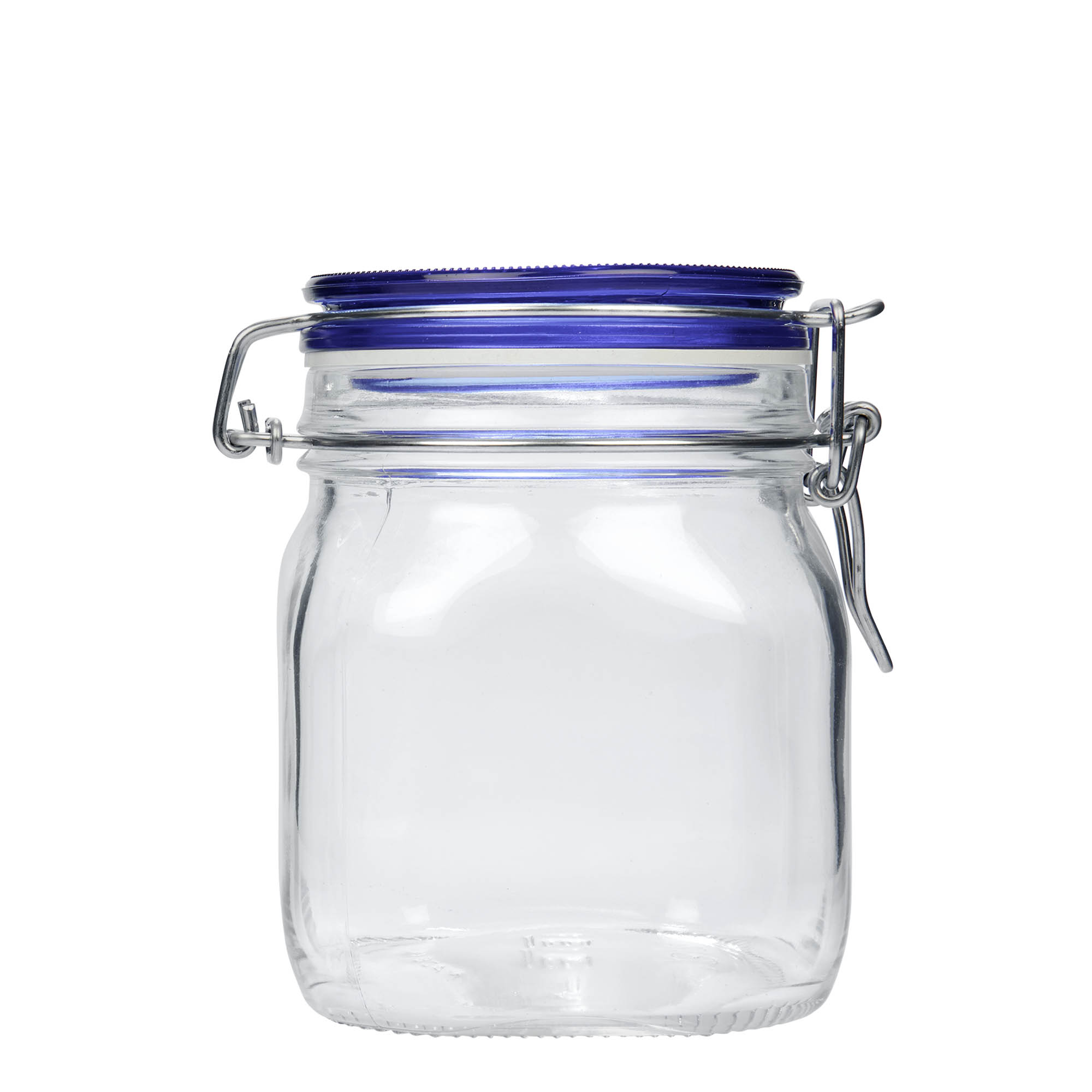 750 ml wire bail jar 'Fido' Blue Top, square, opening: wire bail closure