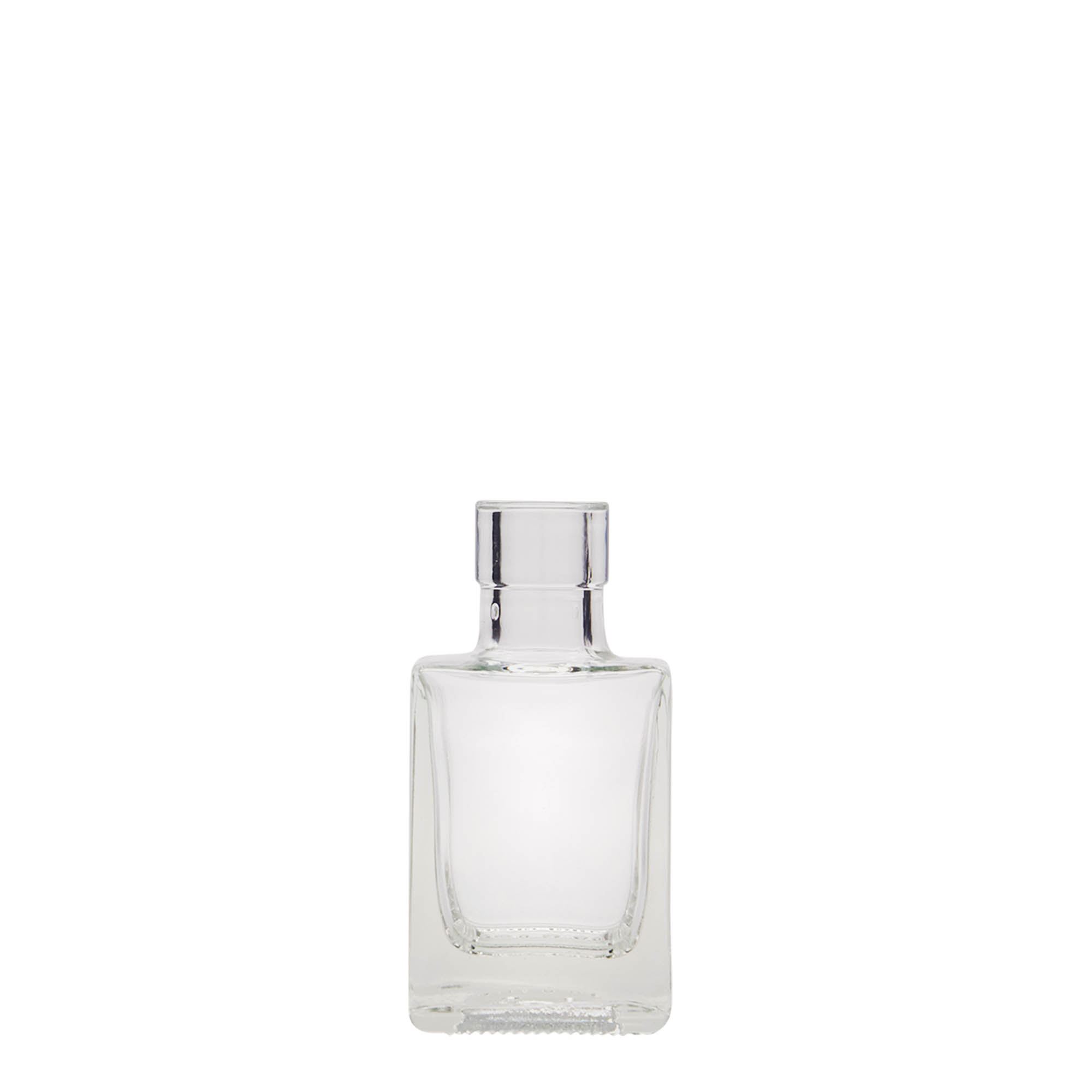 50 ml glass bottle 'Cube', square, opening: cork