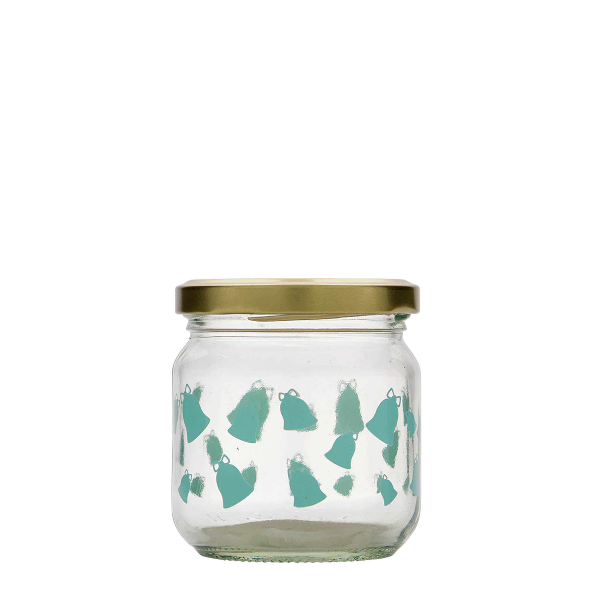 212 ml round glass, motif: jingle bells, opening: twist-off (TO 66)