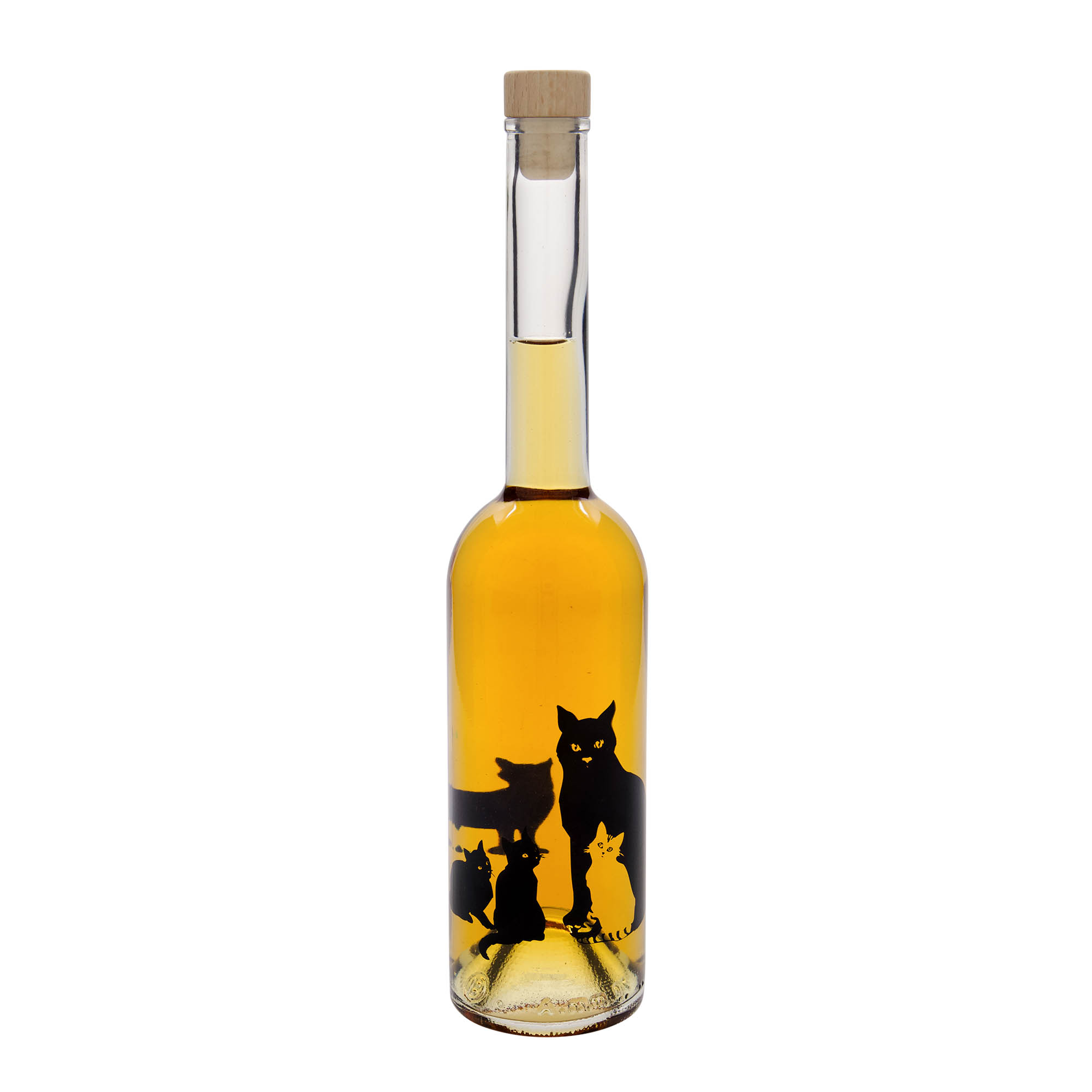 500 ml glass bottle 'Opera', design: cats, opening: cork