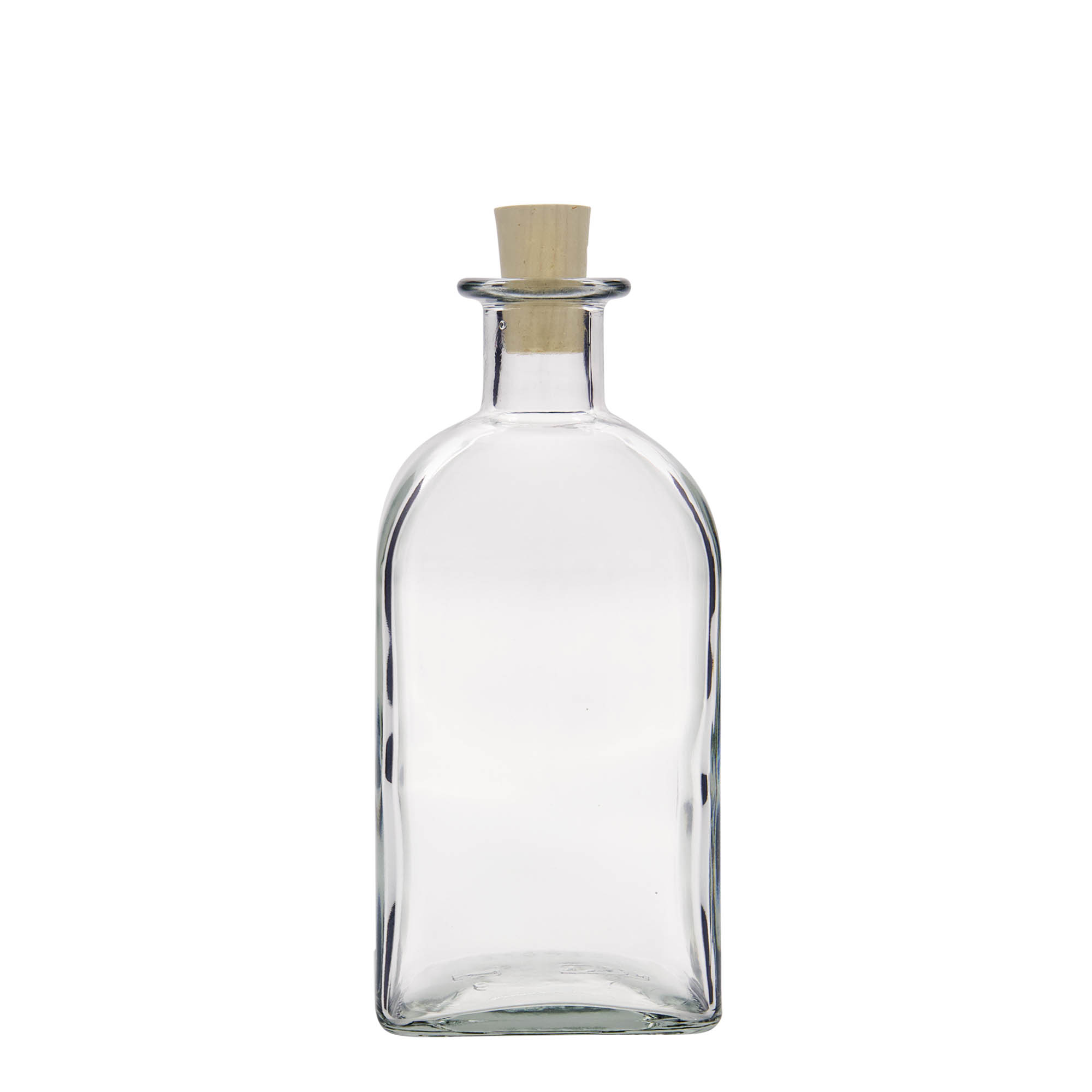 500 ml glass bottle Apotheker Carré, square, opening: cork