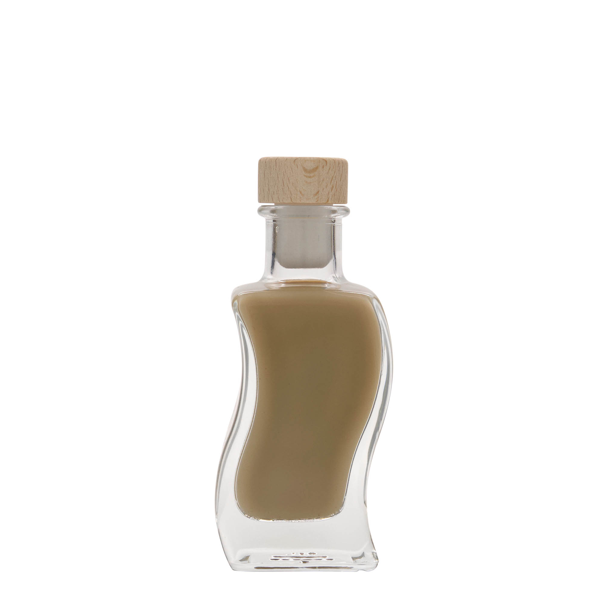 100 ml glass bottle 'Wave', square, closure: cork