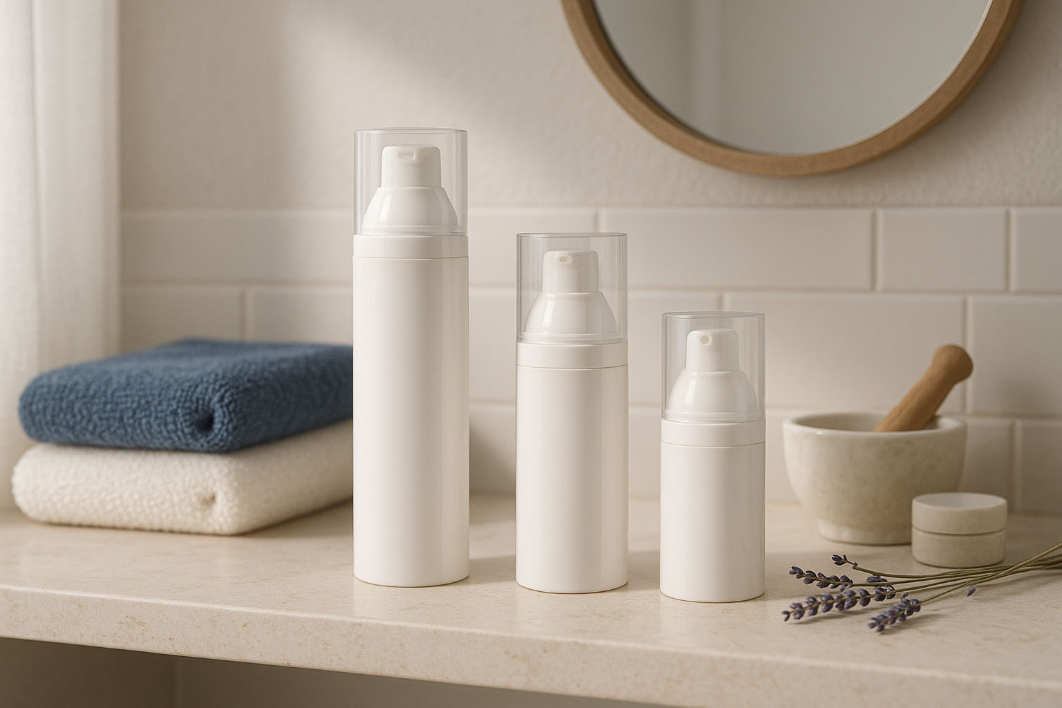 Airless Dispenser Pump Head 'Mezzo', PP Plastic, Black Airless Dispenser Pump Head 'Mezzo', PP Plastic, Black