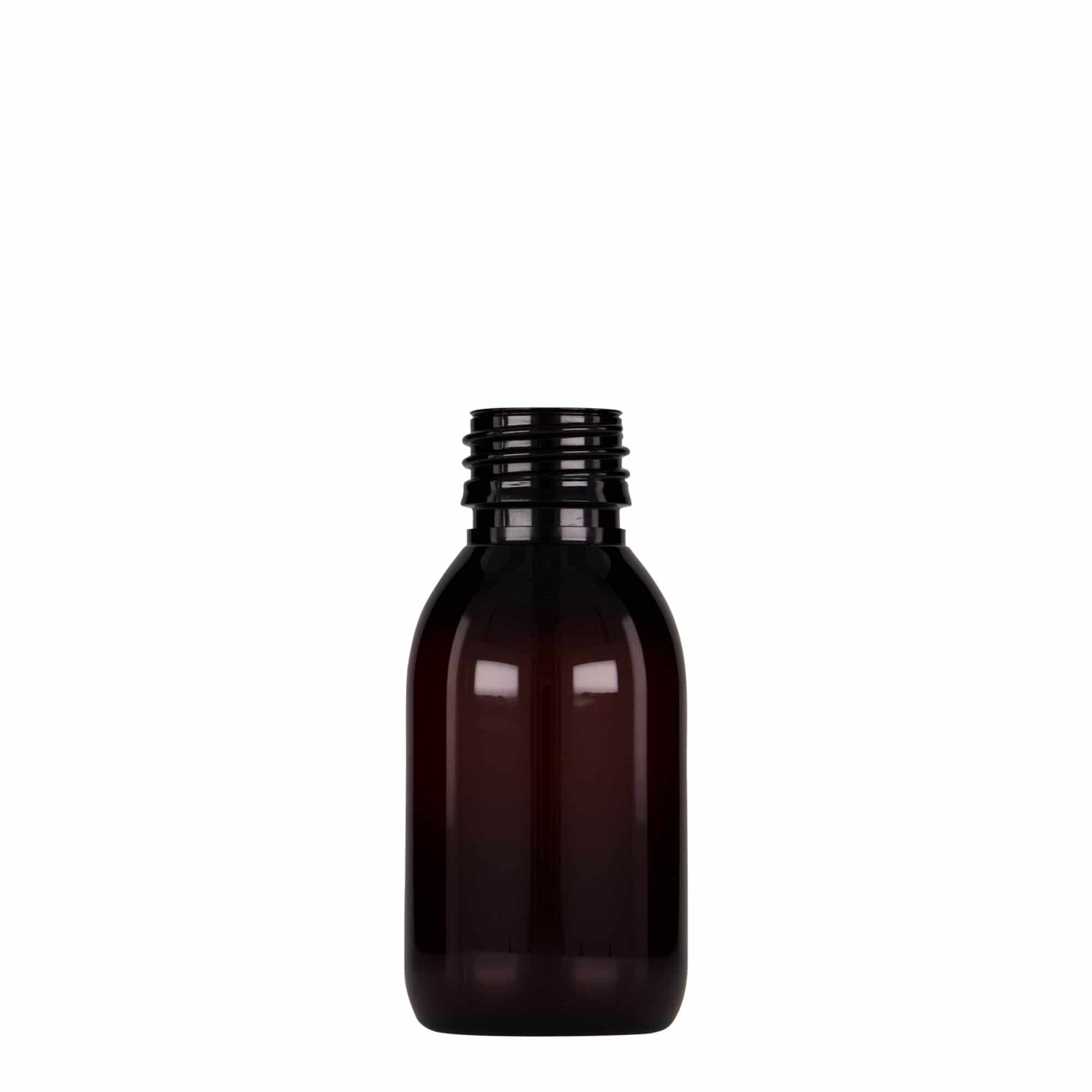 100 ml PET medical bottle, brown, plastic, opening: PP 28
